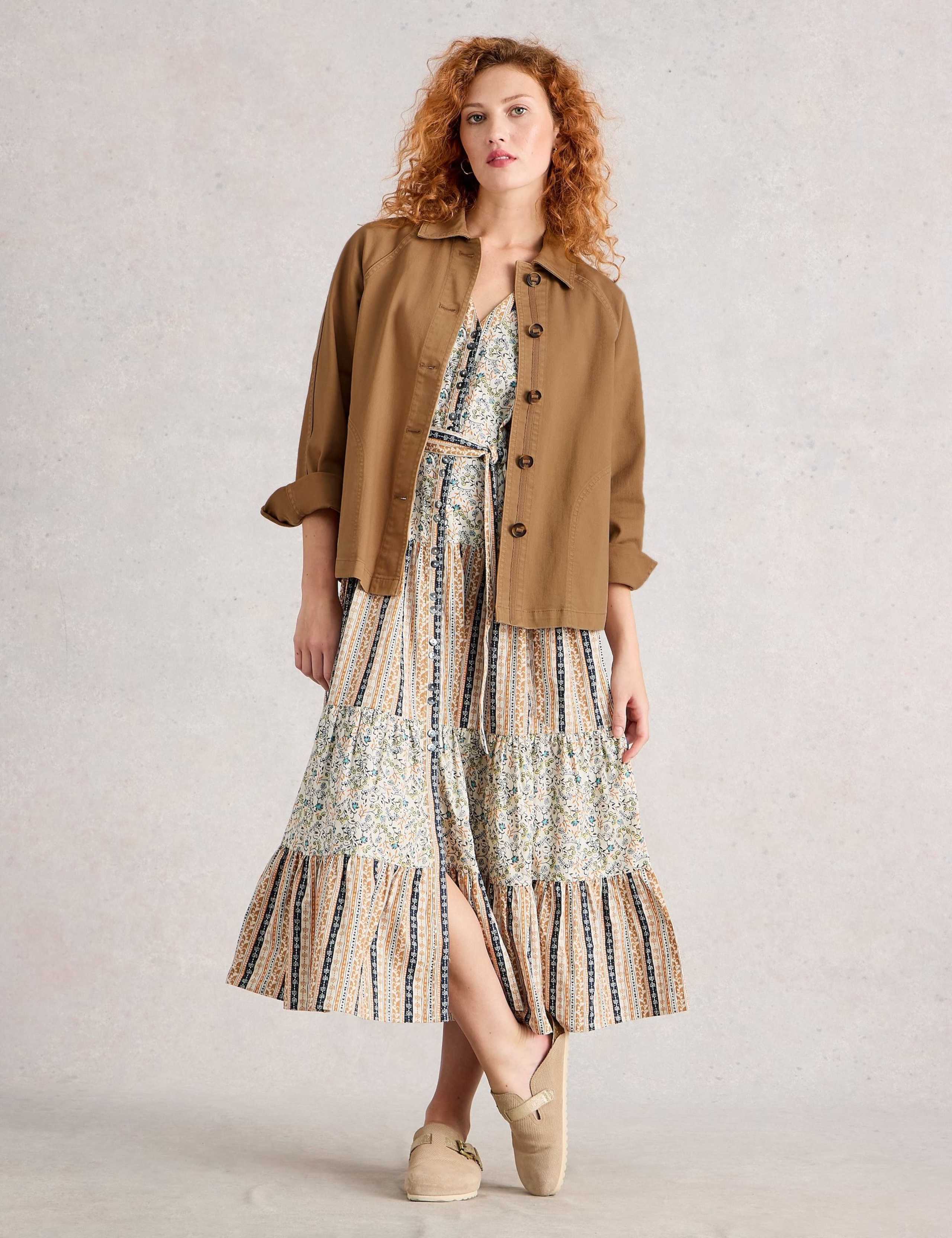 Denim Collared Raglan Sleeve Jacket 1 of 6