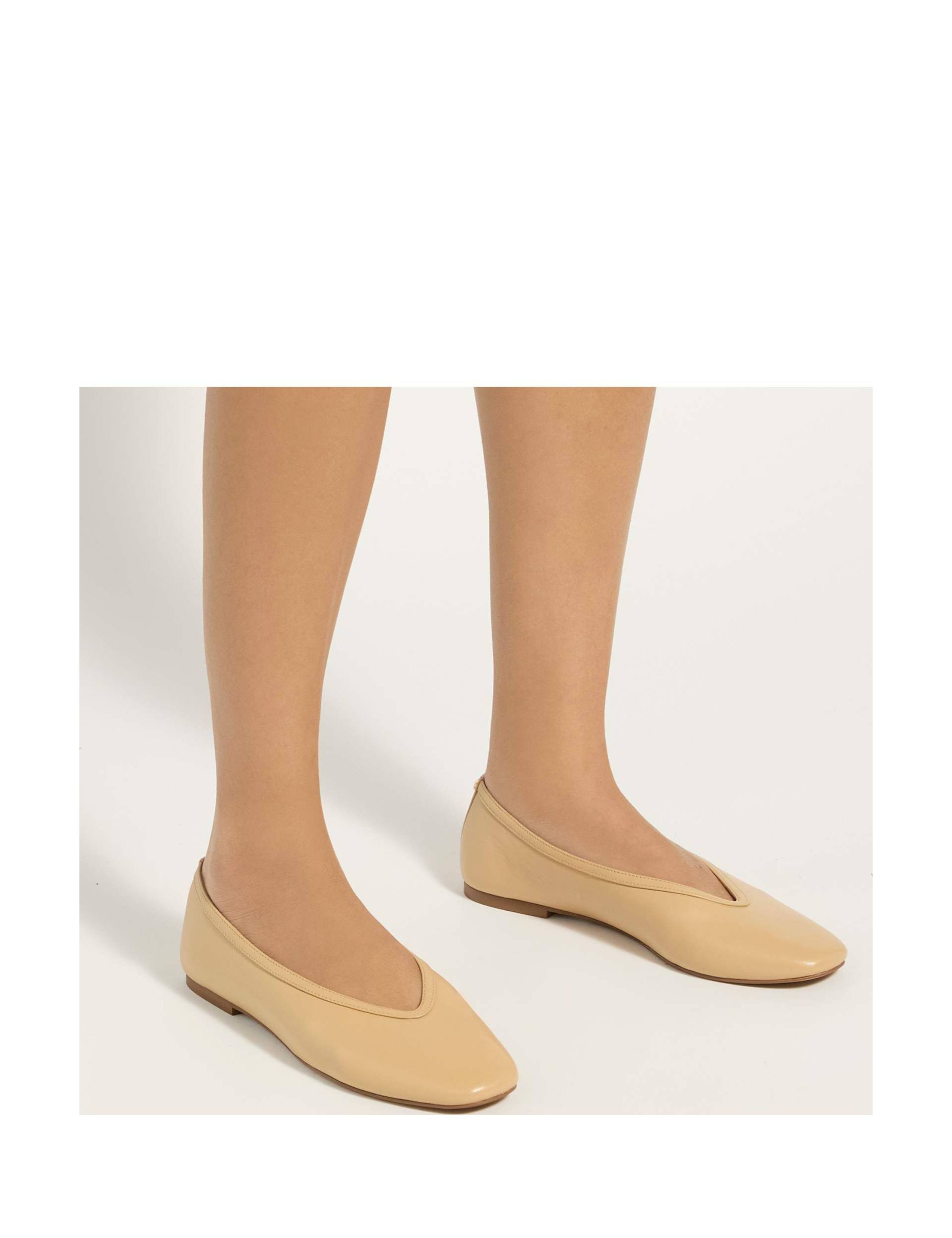 Leather Flat Round Toe Ballet Pumps 4 of 6