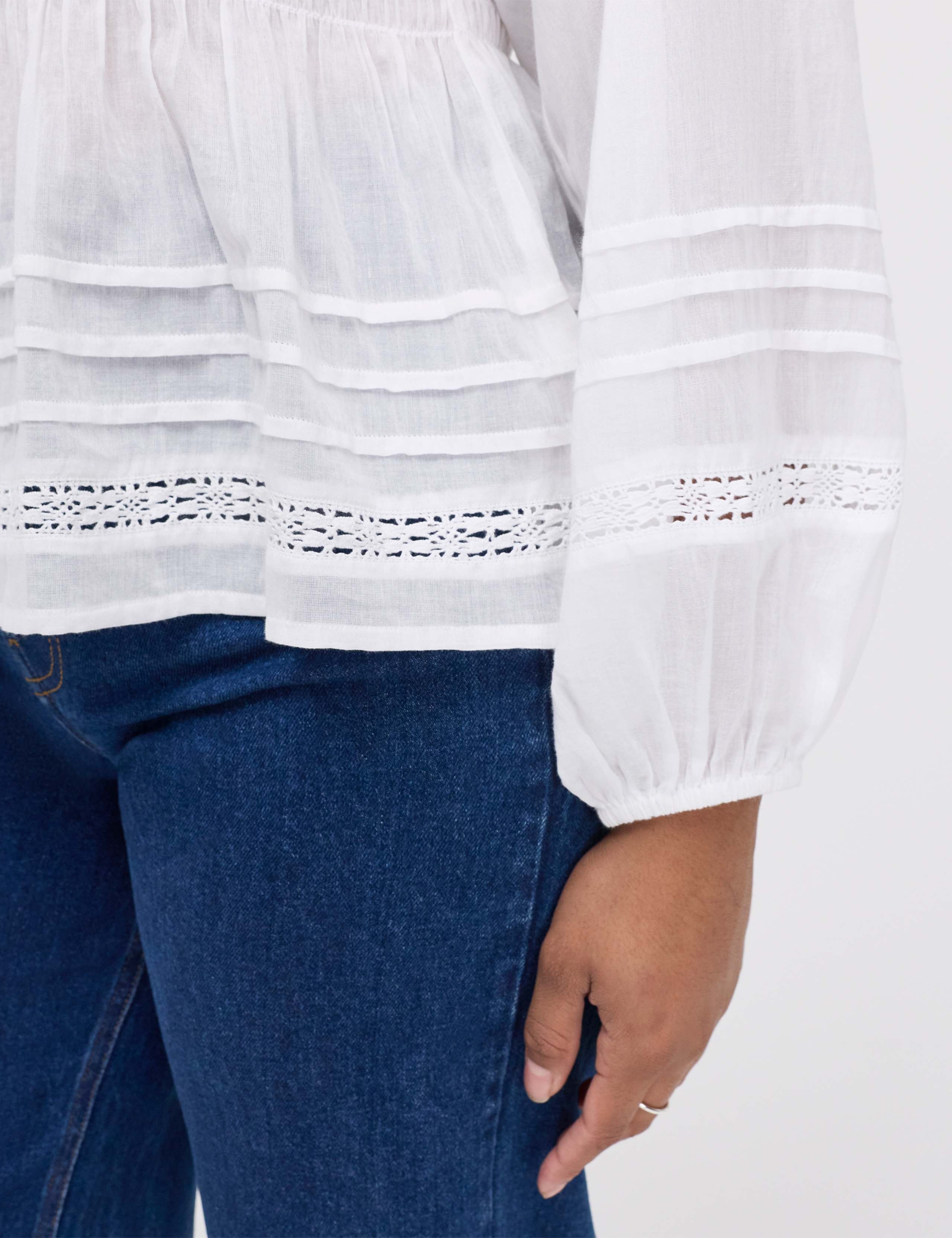 Pure Cotton Shirred Blouson Sleeve Top 7 of 7