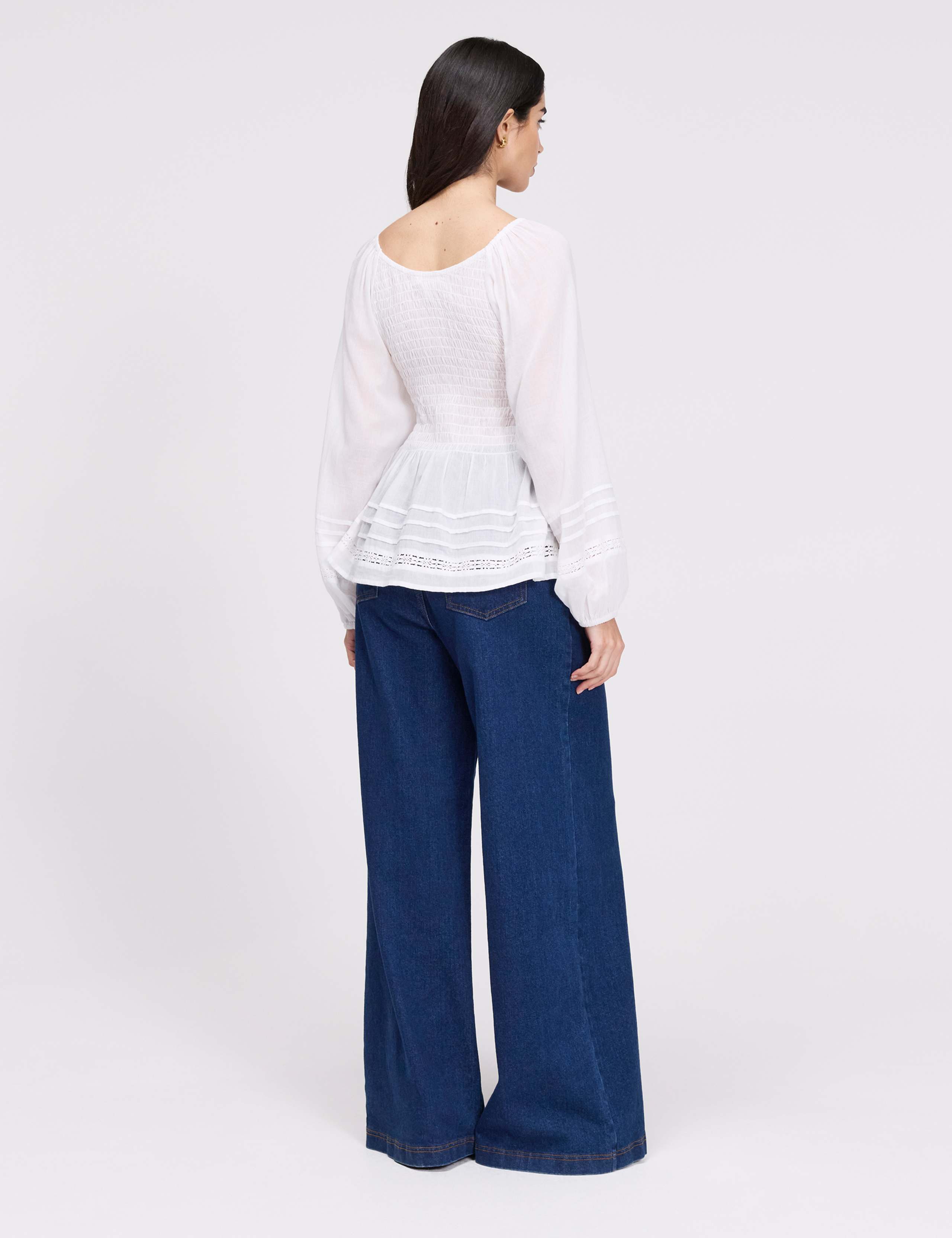 Pure Cotton Shirred Blouson Sleeve Top 8 of 8