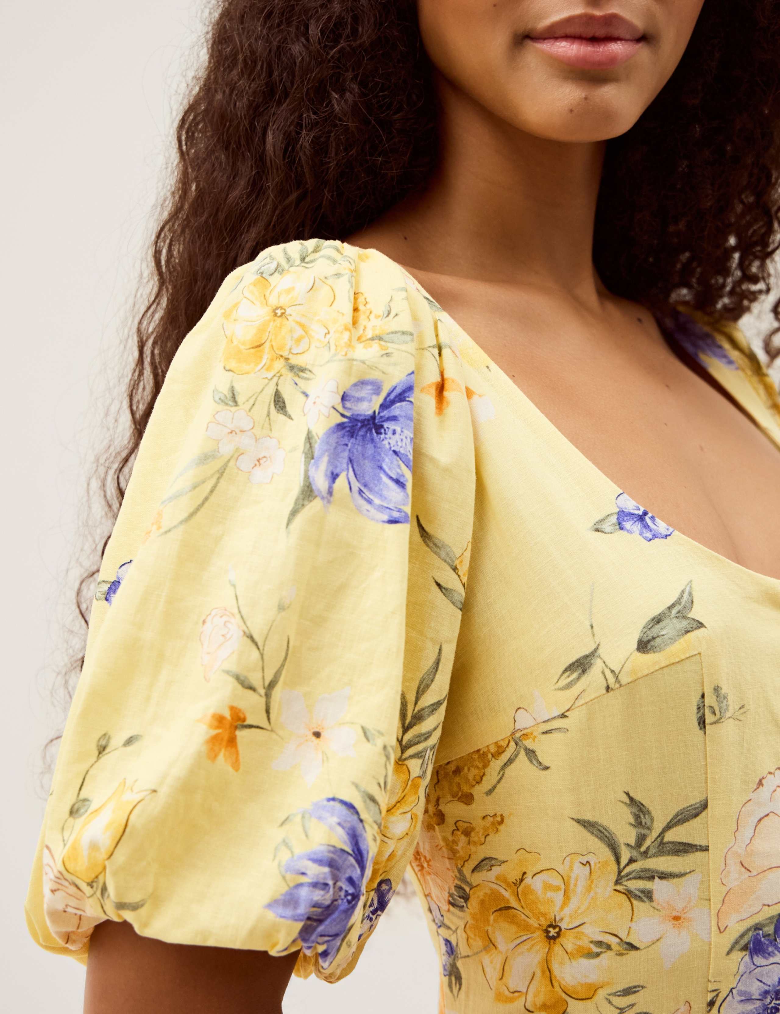 Linen Rich Floral Scoop Neck Midaxi Dress 5 of 5