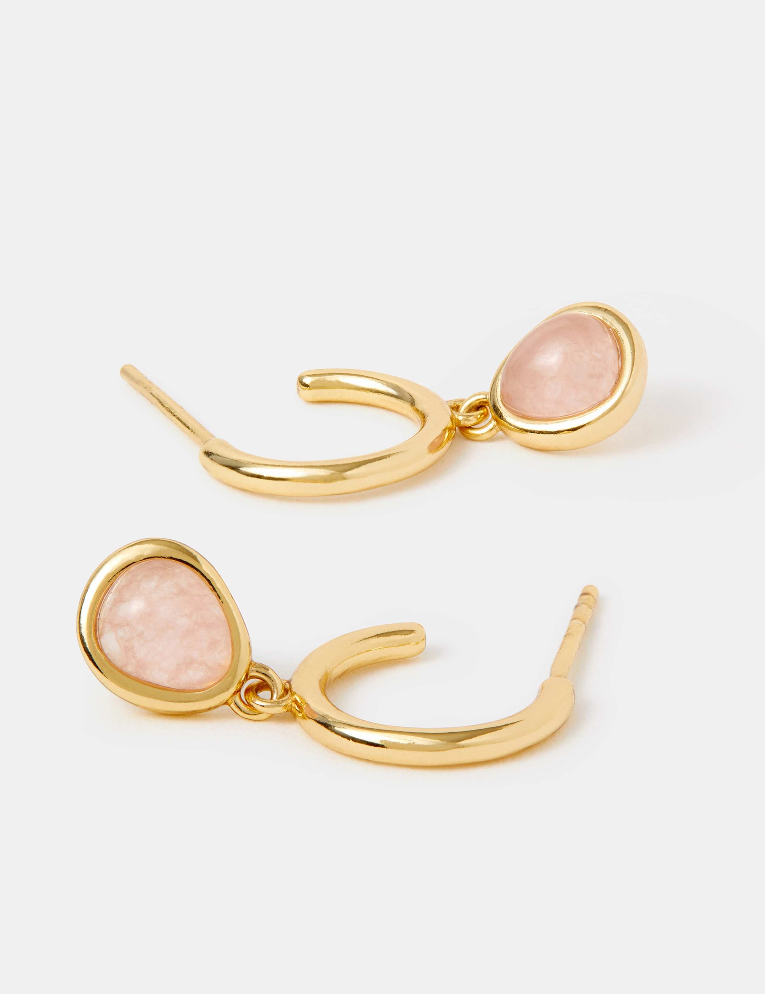 14ct Gold Plated Rose Quartz Drop Earrings 2 of 3