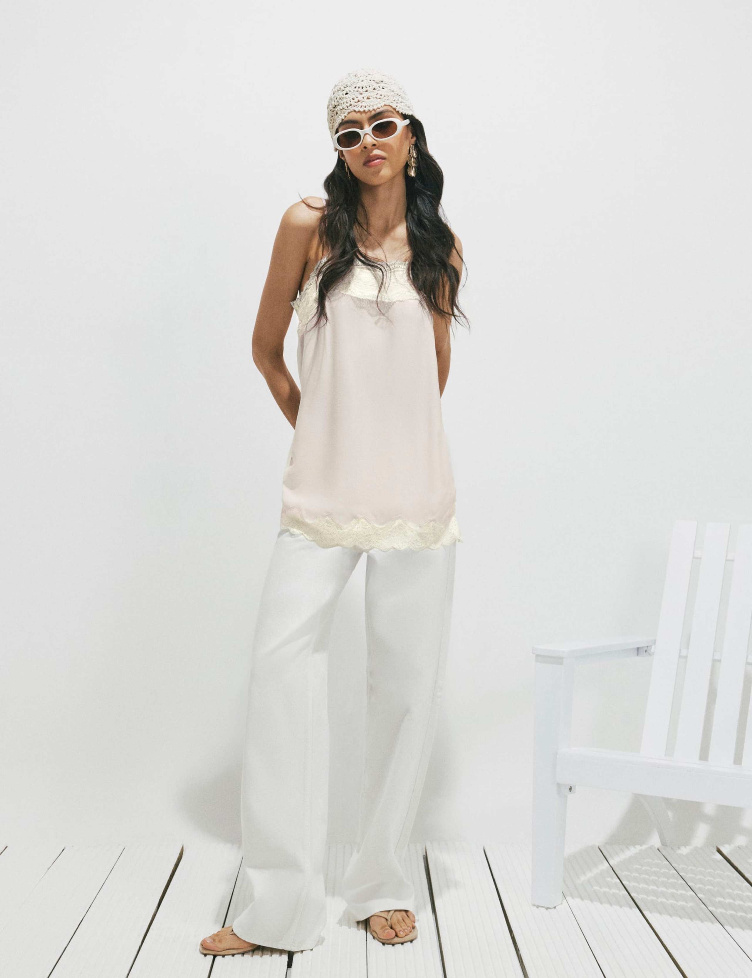 Lace Trim Square Neck Cami Top 1 of 5