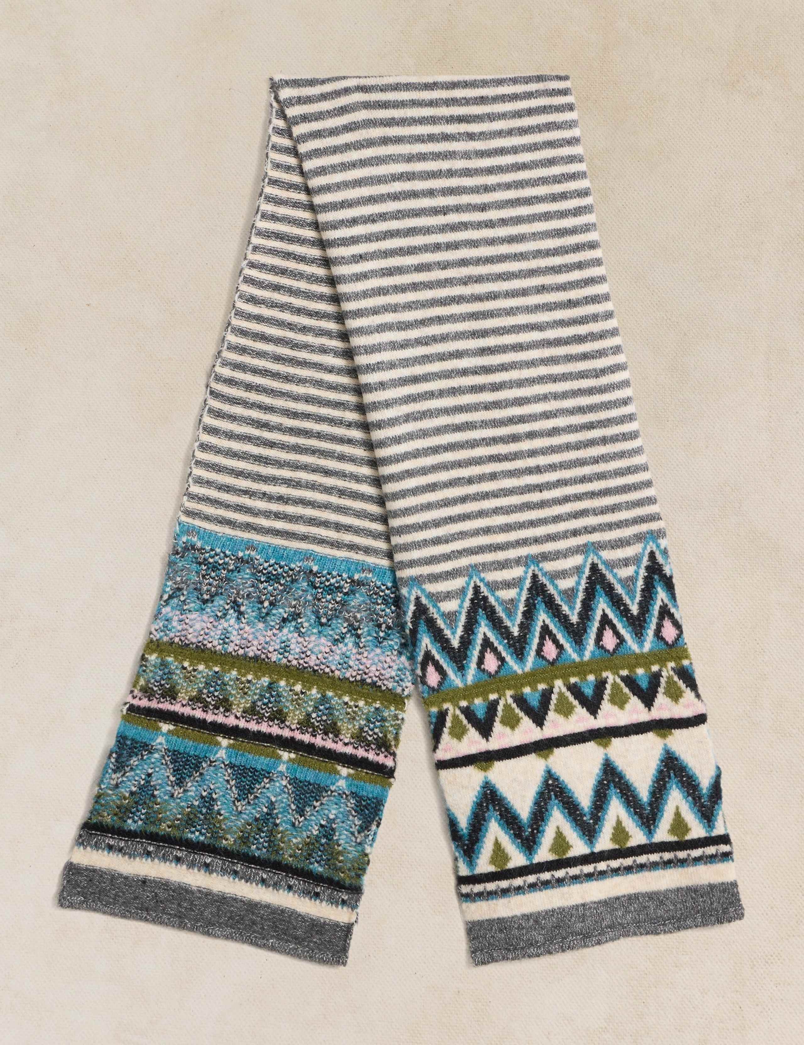 Wool Rich Fair Isle Knitted Scarf 2 of 3