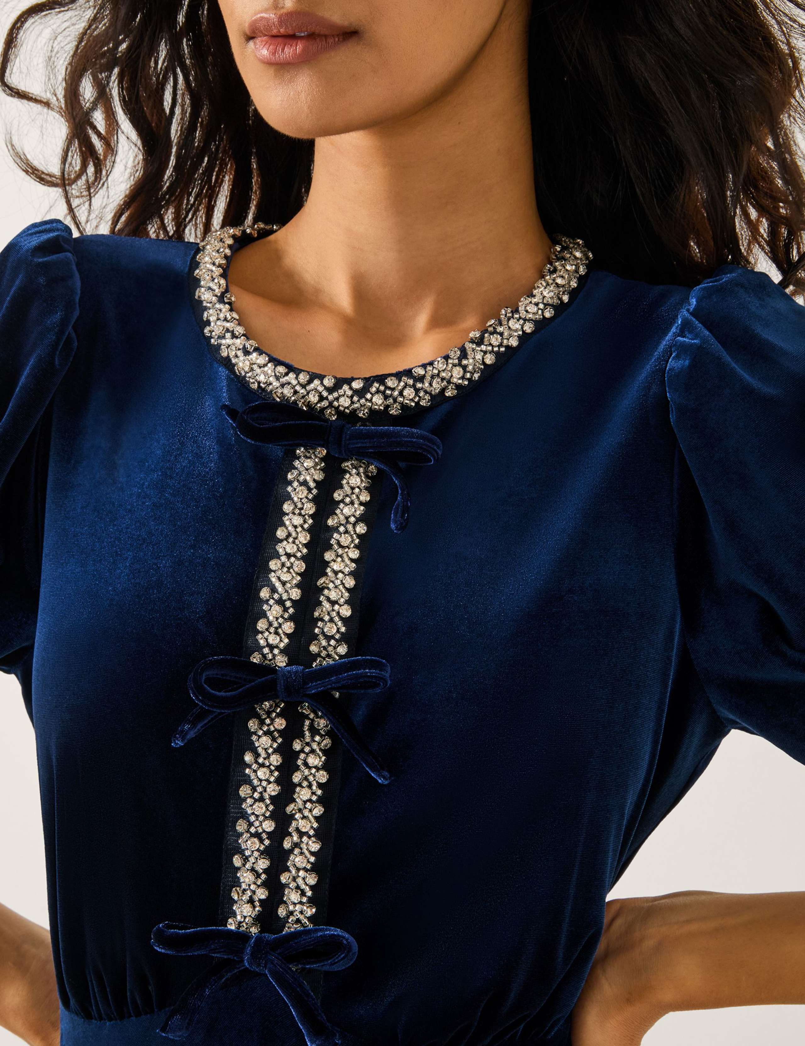 Velvet Embellished Midi Tea Dress 4 of 4