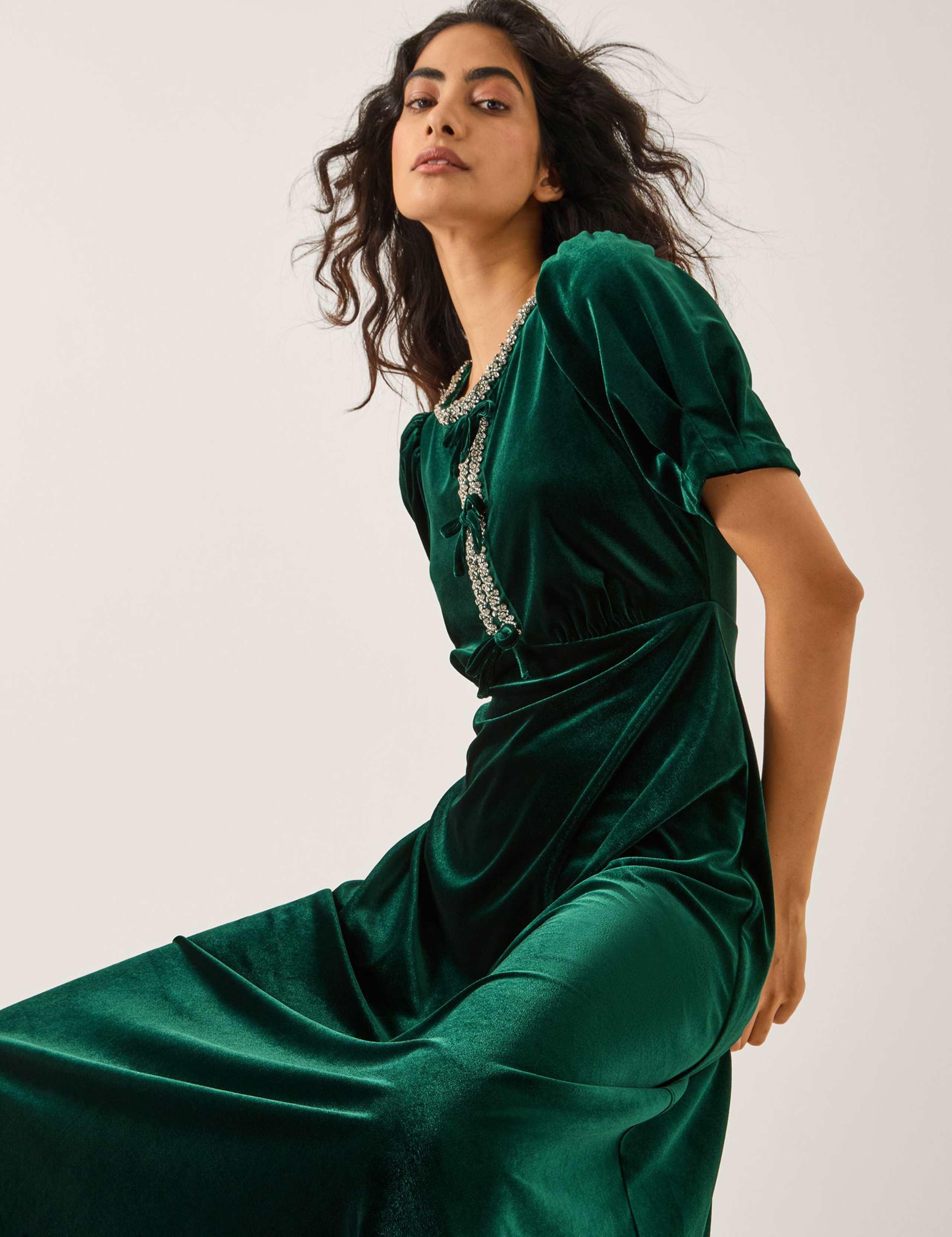 Velvet Embellished Midi Tea Dress 3 of 4