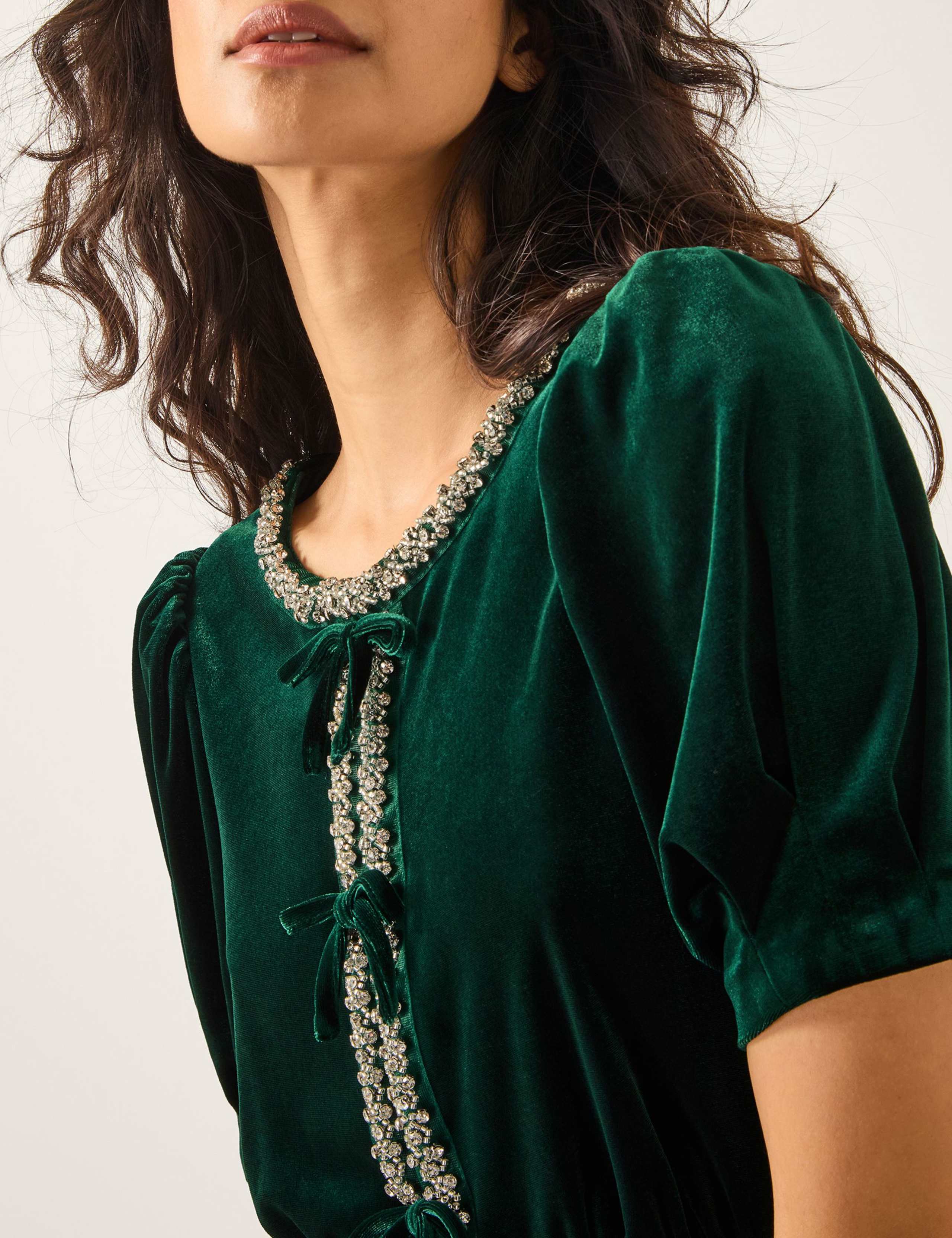 Velvet Embellished Midi Tea Dress 4 of 4