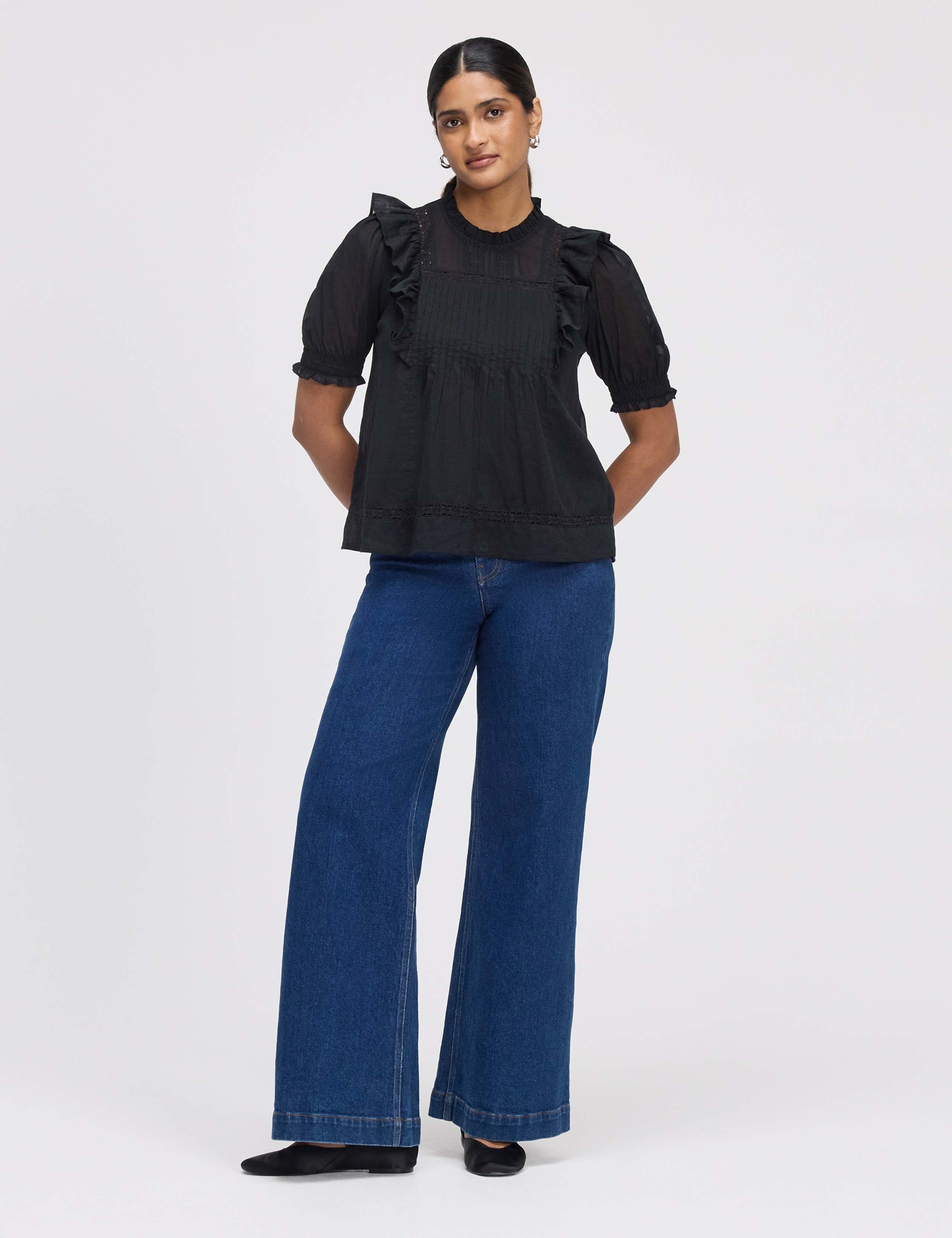 Pure Cotton Frill Detail Puff Sleeve Top 3 of 7