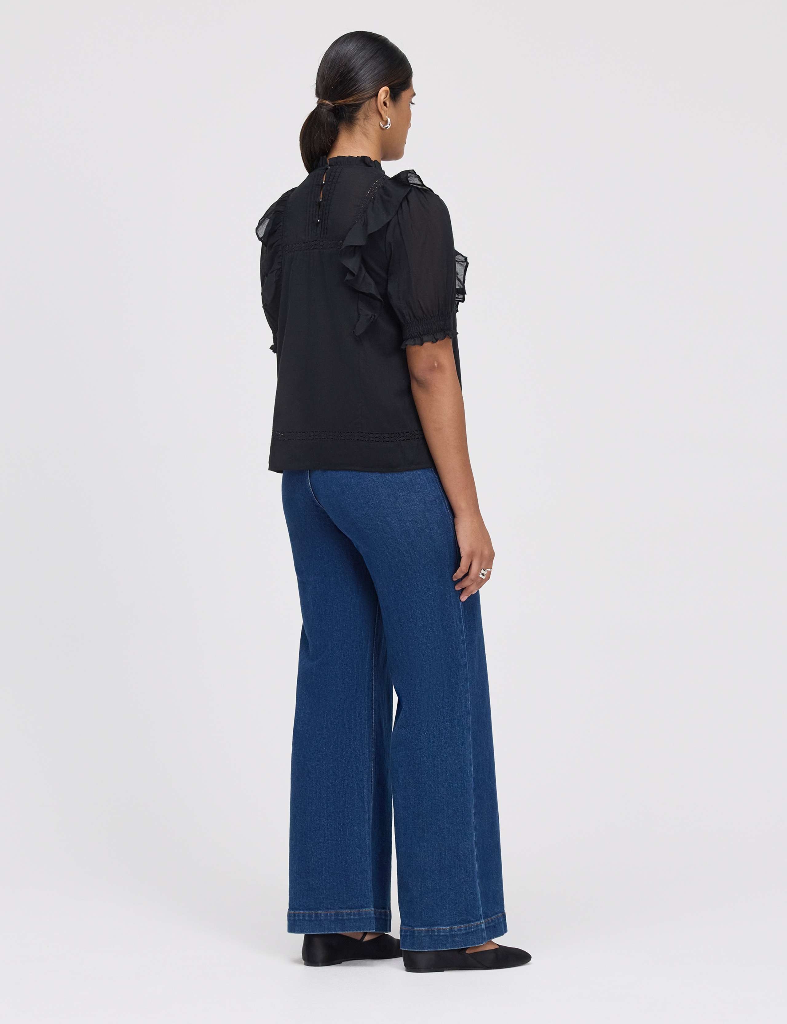 Pure Cotton Frill Detail Puff Sleeve Top 4 of 7