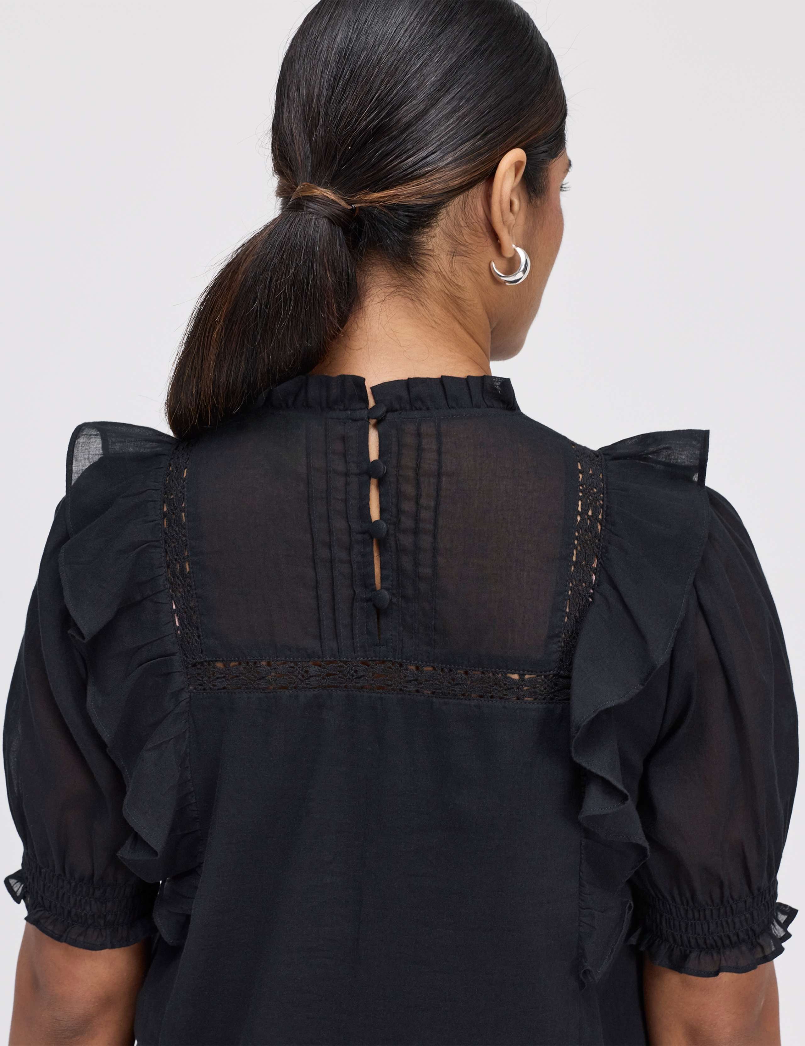 Pure Cotton Frill Detail Puff Sleeve Top 7 of 7