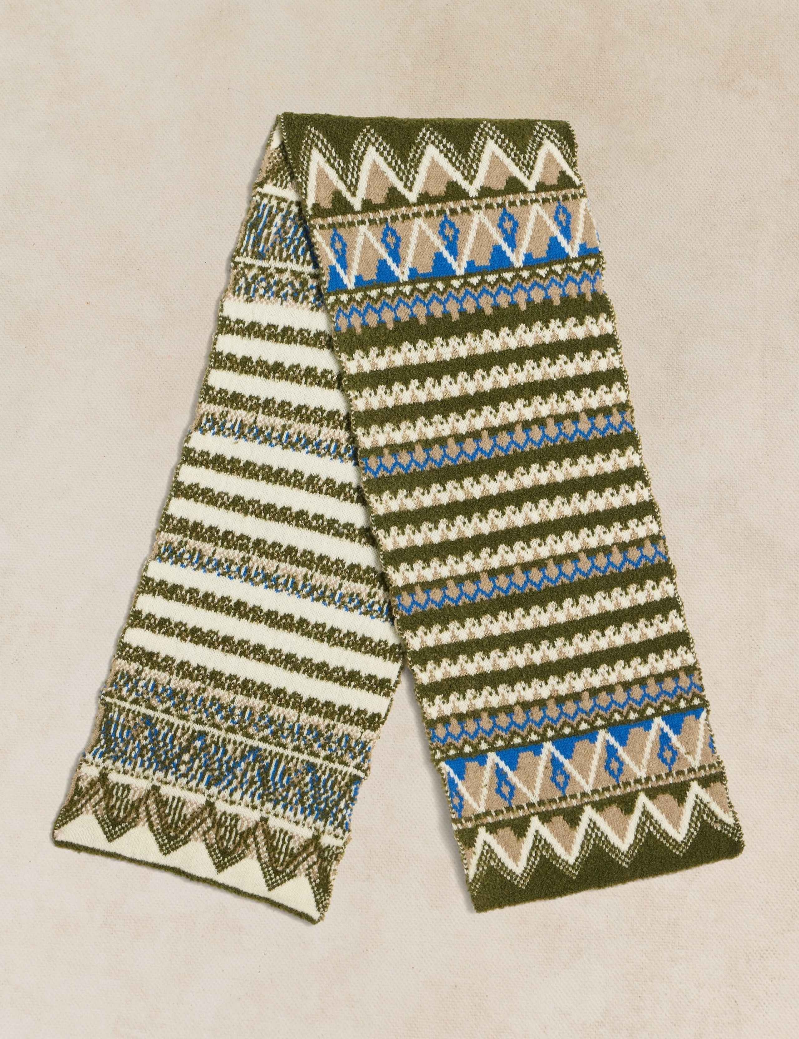 Fair Isle Knitted Scarf with Wool 2 of 3