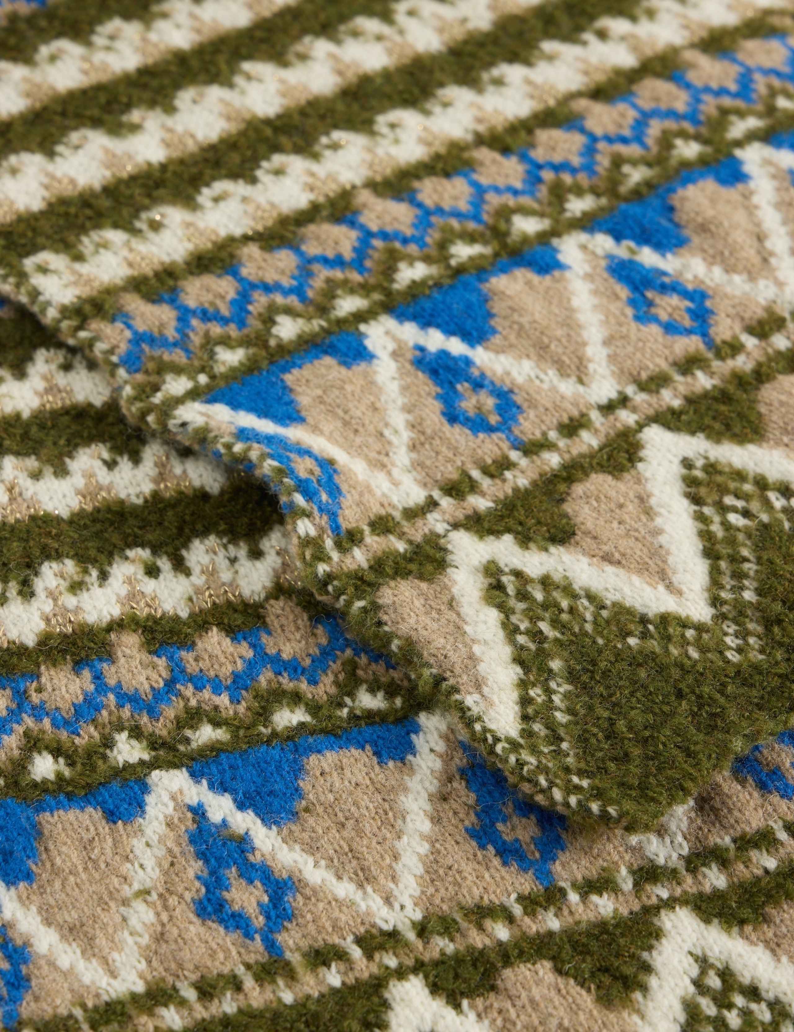 Fair Isle Knitted Scarf with Wool 3 of 3