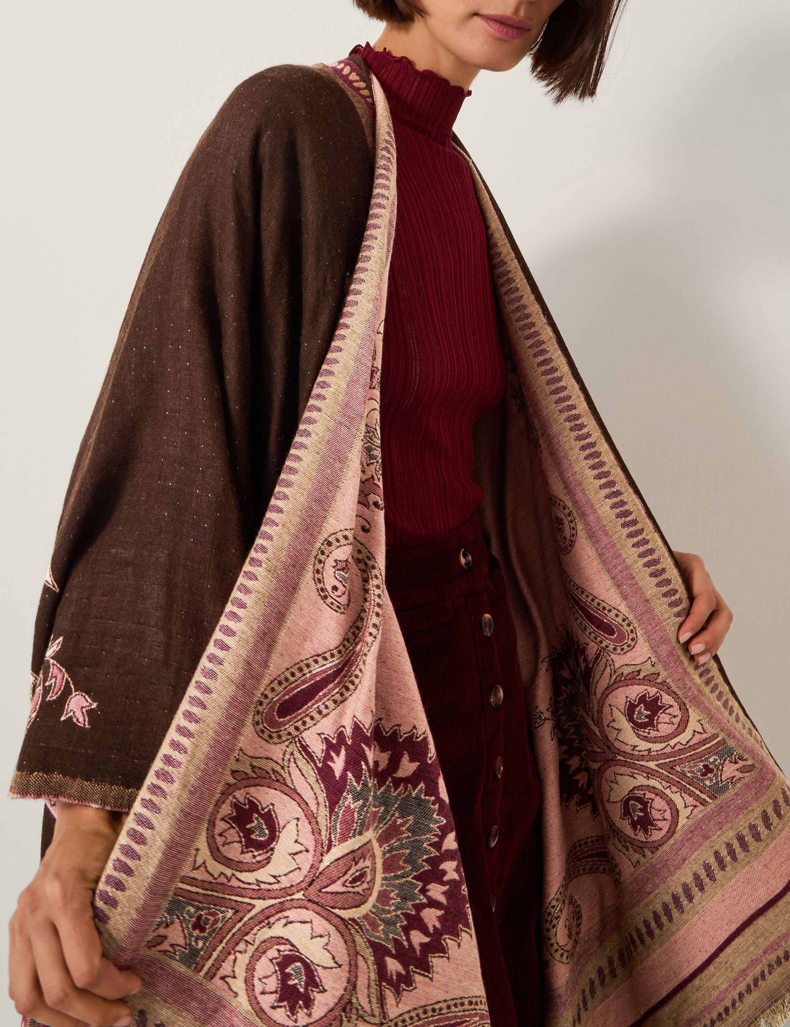 Jacquard Floral Edge to Edge Cardigan 3 of 5