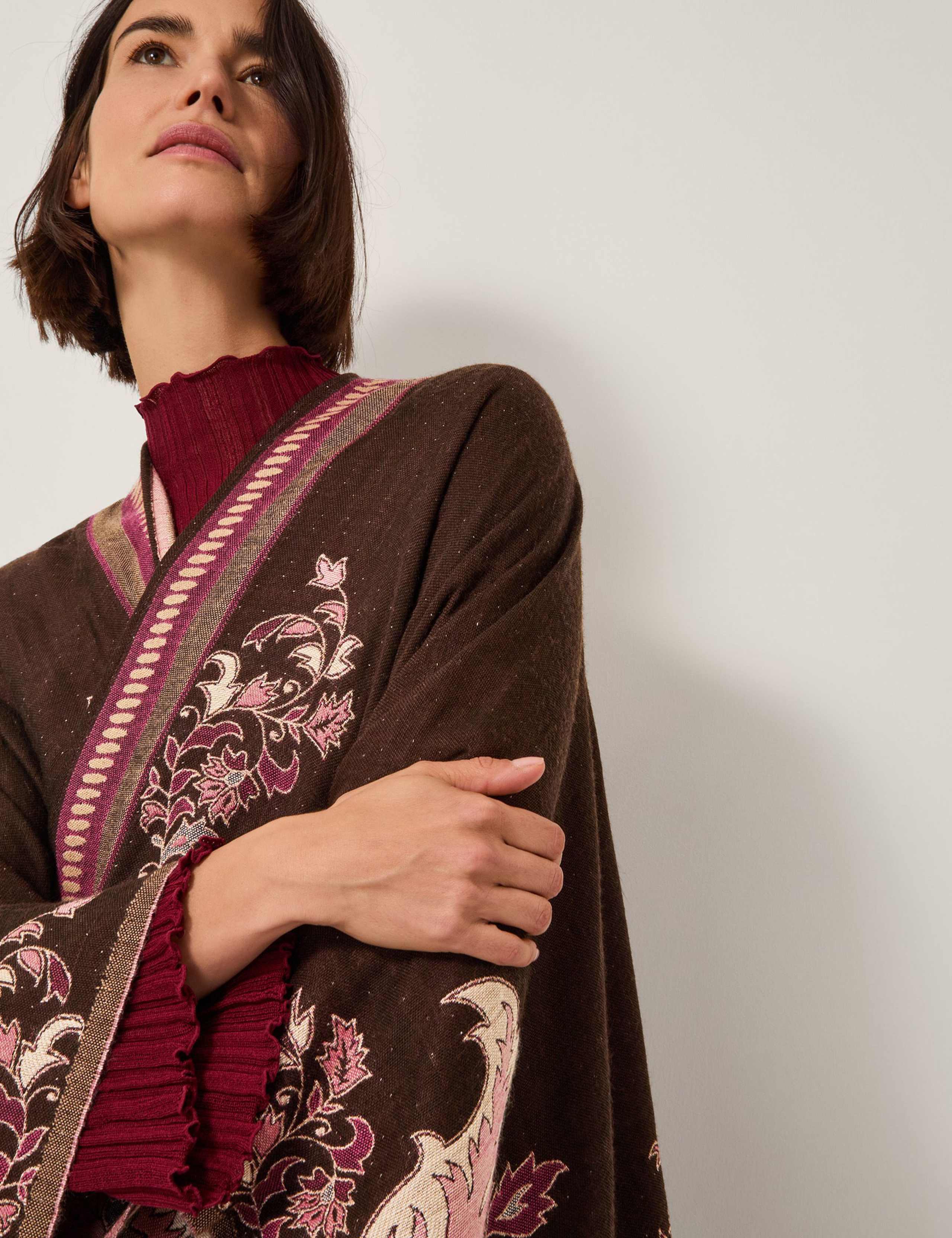 Jacquard Floral Edge to Edge Cardigan 4 of 5