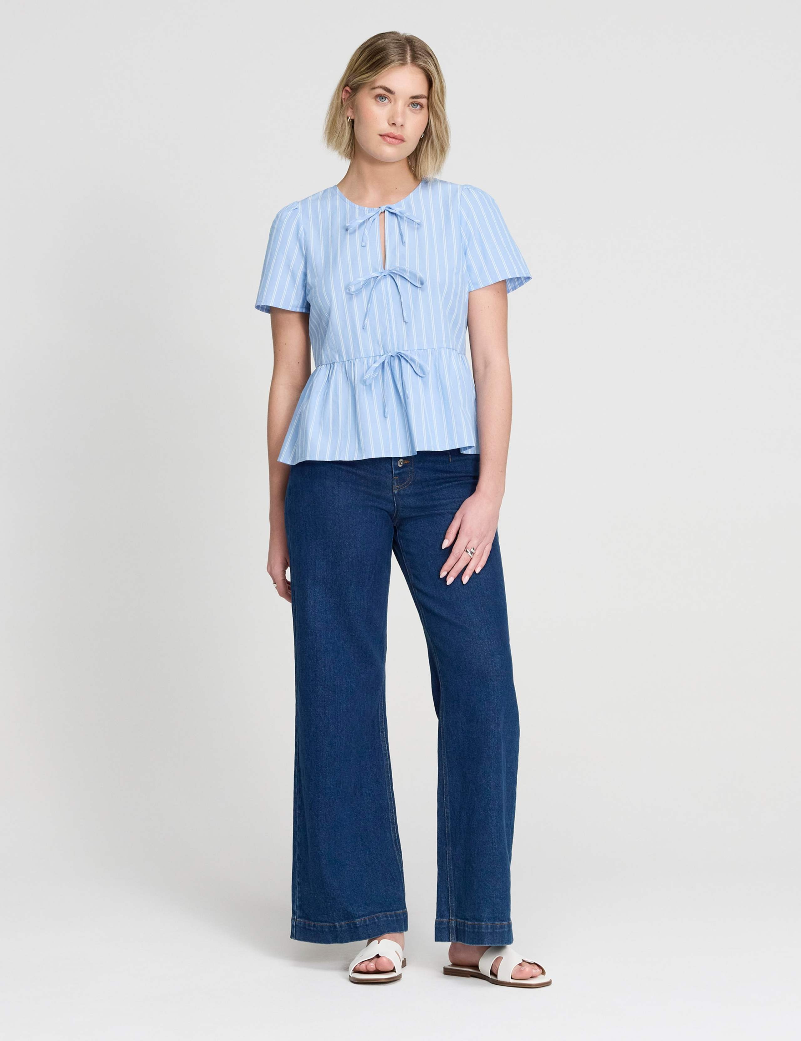 Pure Cotton Striped Tiered Blouse 2 of 5