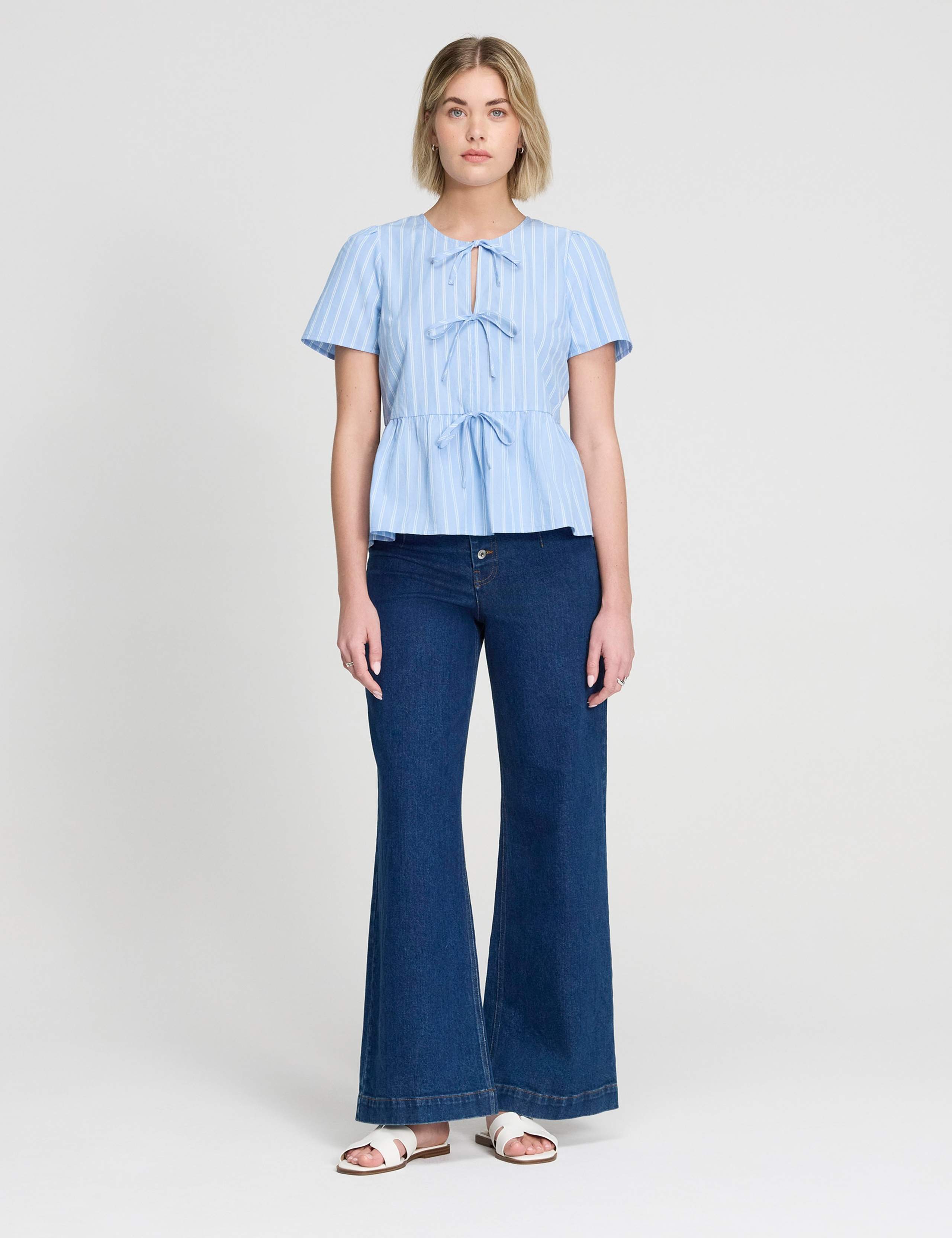 Pure Cotton Striped Tiered Blouse 3 of 5