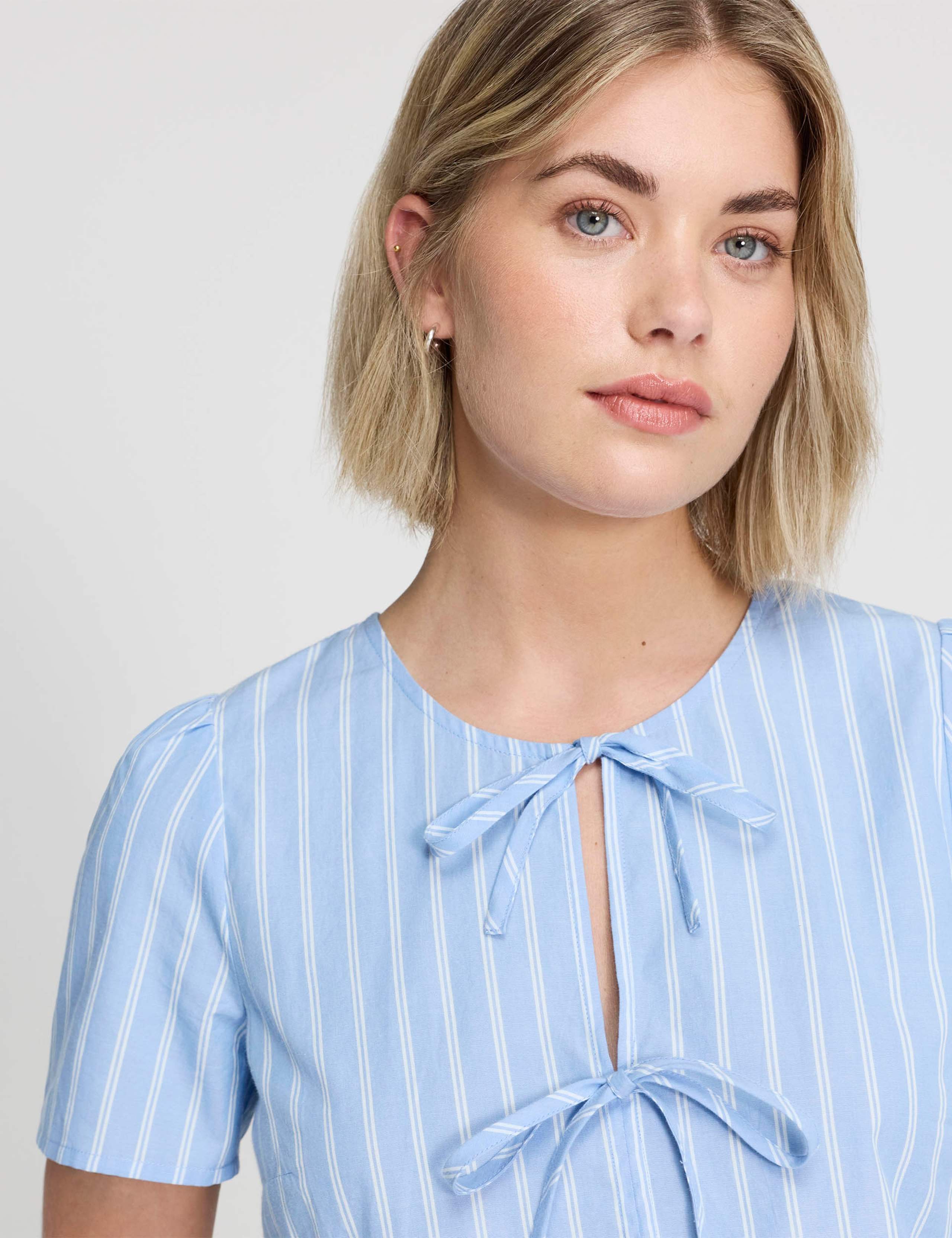 Pure Cotton Striped Tiered Blouse 5 of 5