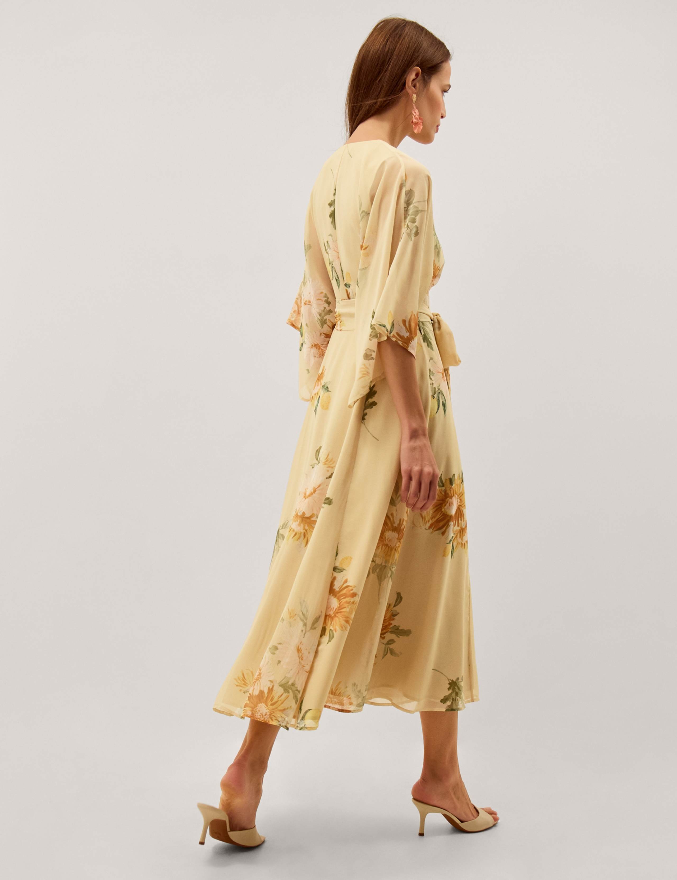 Floral V-Neck Midi Wrap Dress 3 of 5