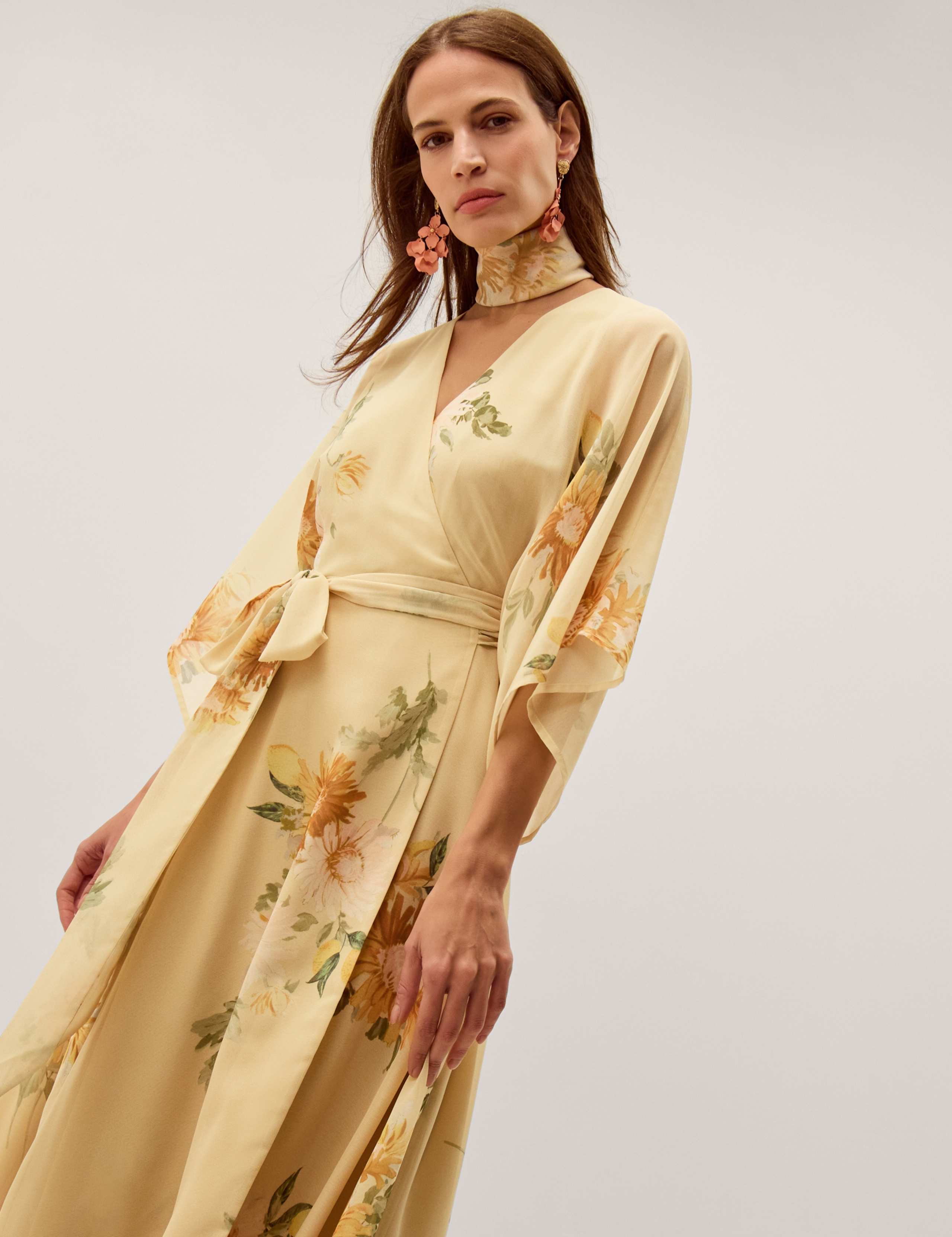 Floral V-Neck Midi Wrap Dress 4 of 5