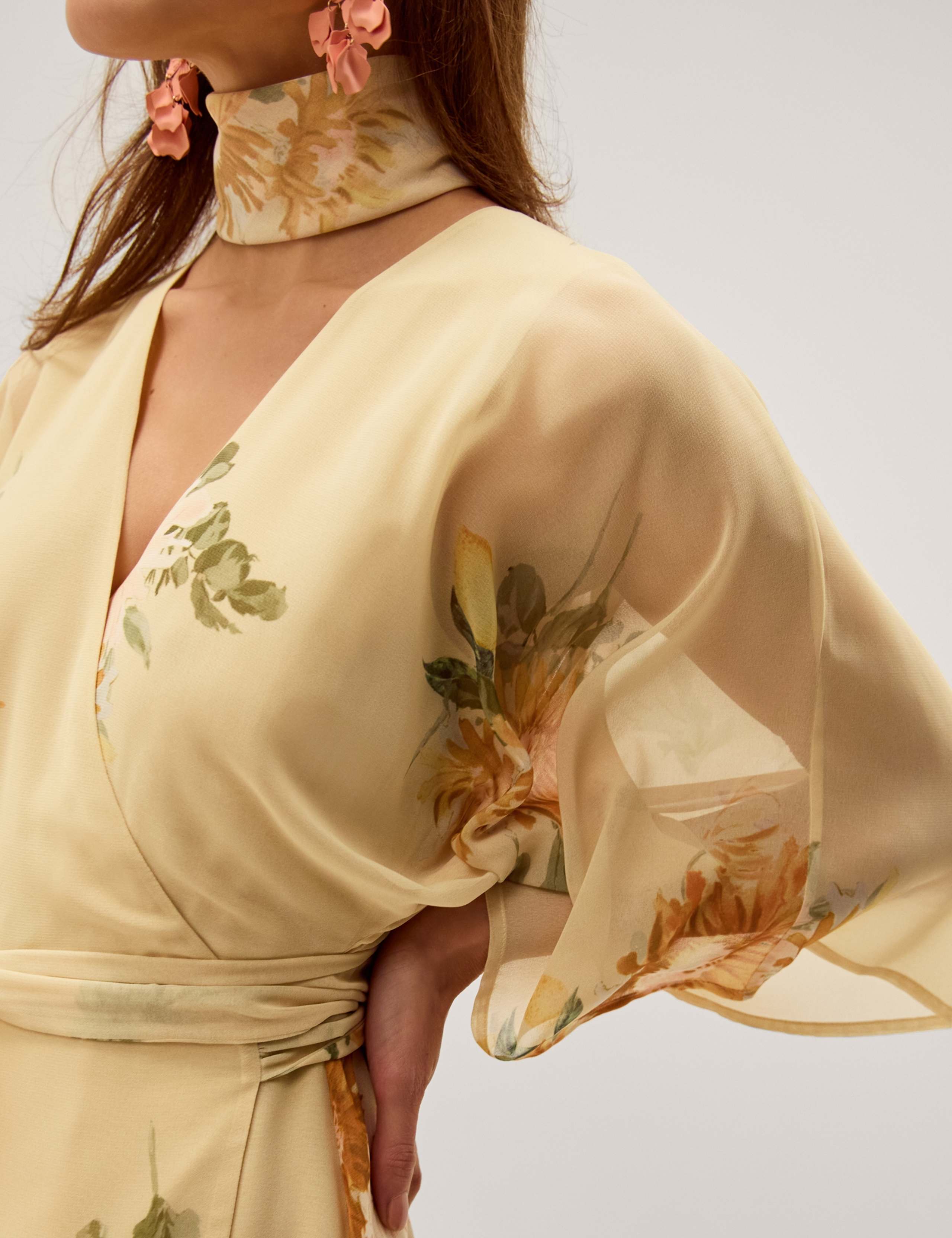 Floral V-Neck Midi Wrap Dress 5 of 5