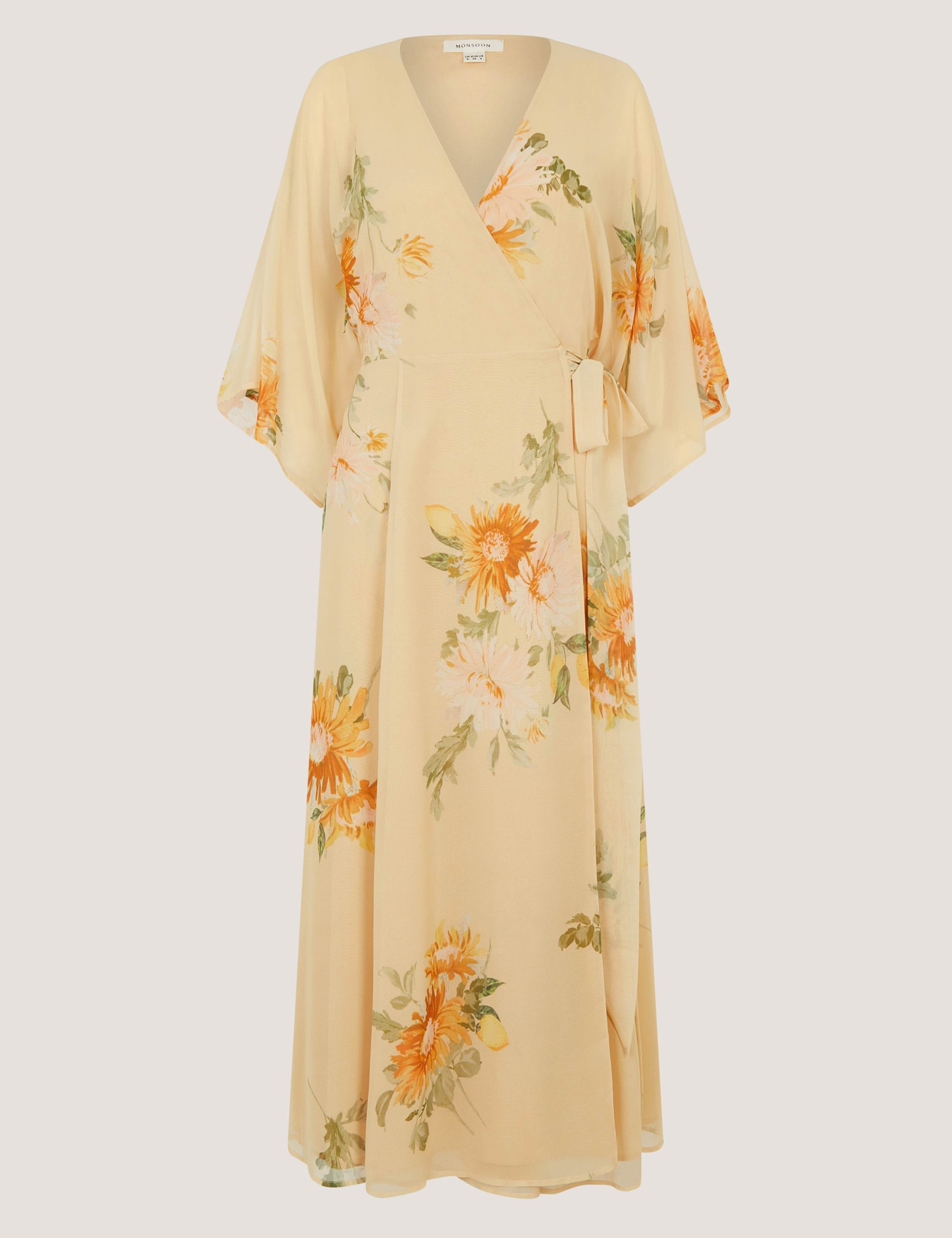 Floral V-Neck Midi Wrap Dress 2 of 5