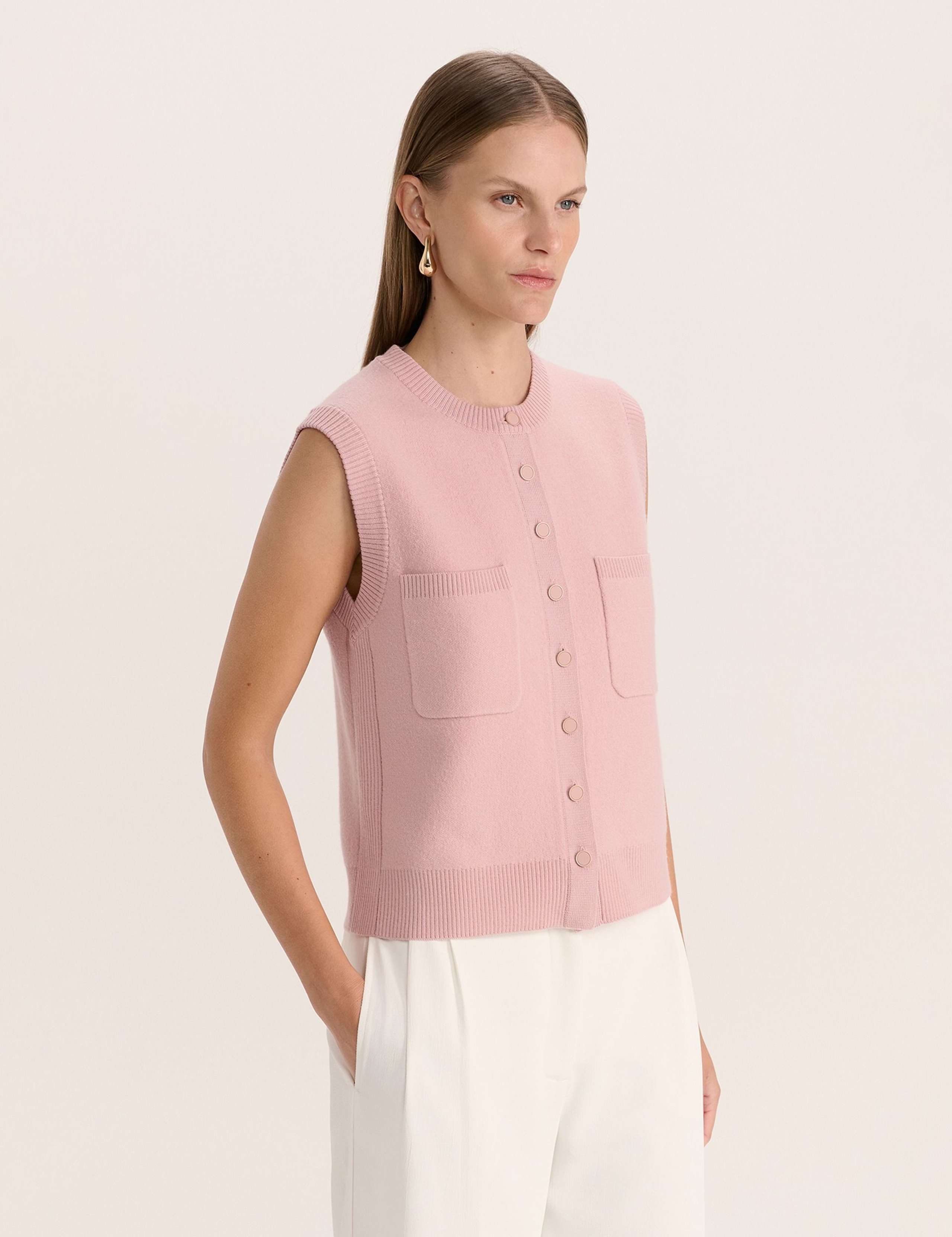 Wool Rich Button Detail Knitted Vest 3 of 5