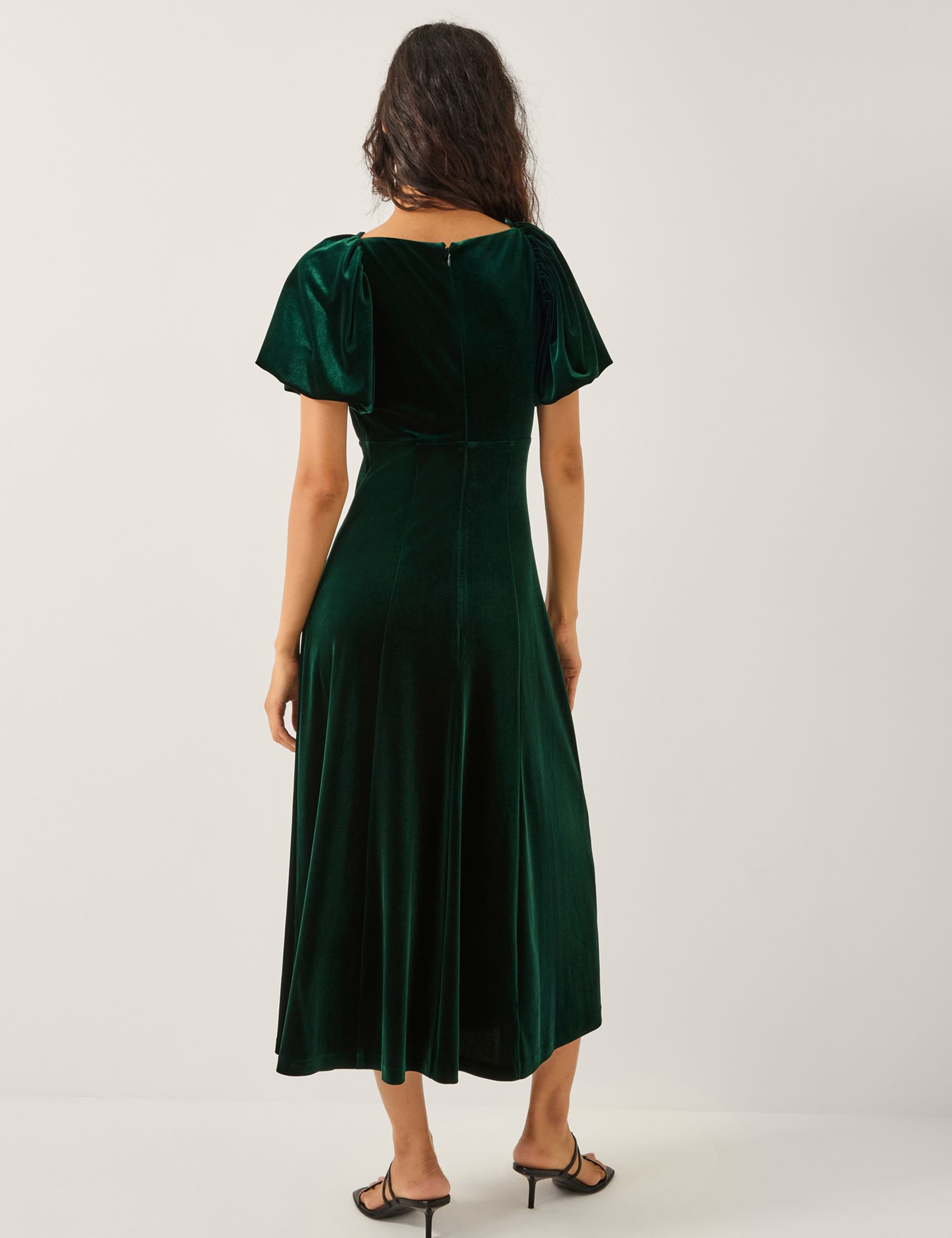 Velvet Square Neck Midi Skater Dress 2 of 4