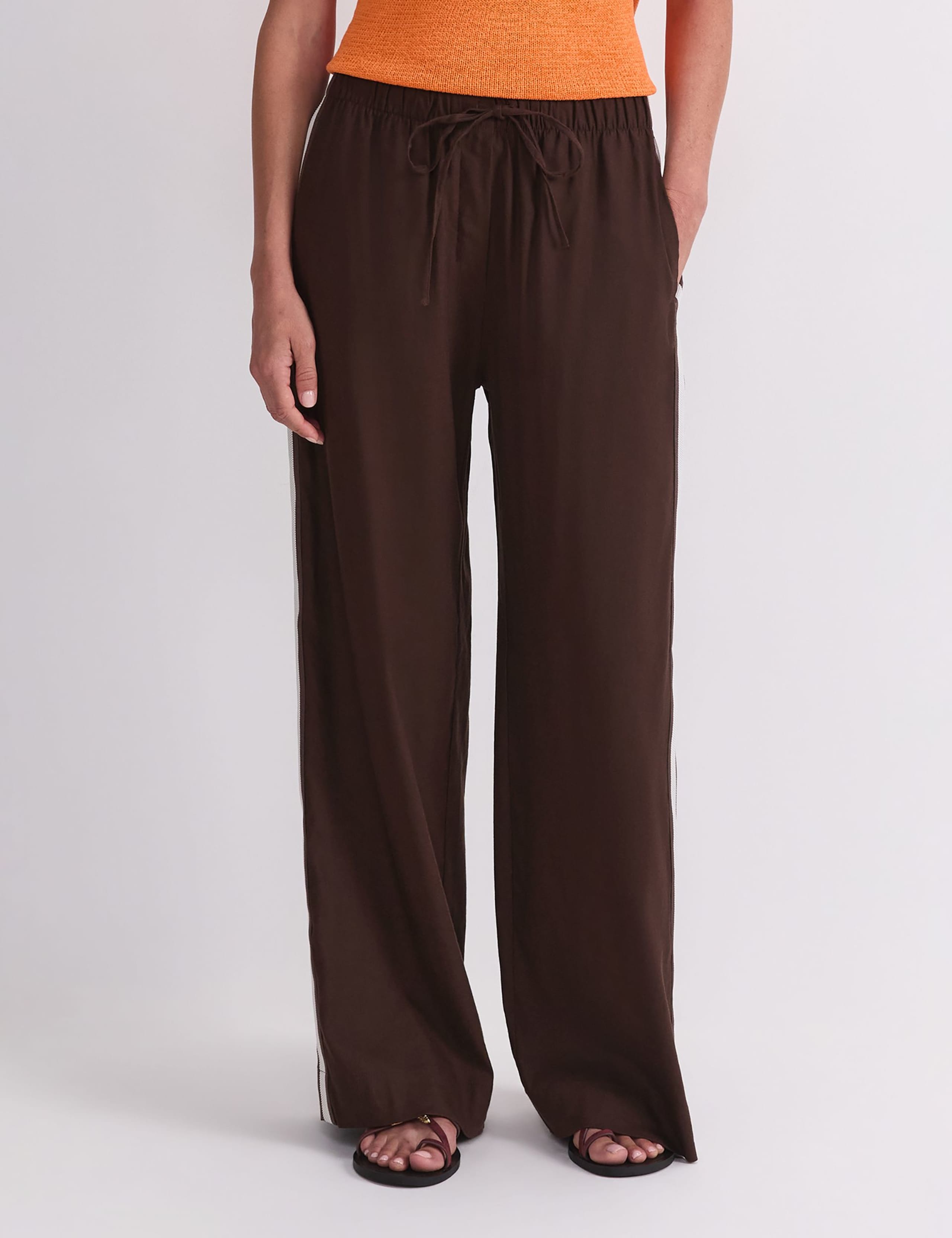 Linen Blend Drawstring Trousers 1 of 6