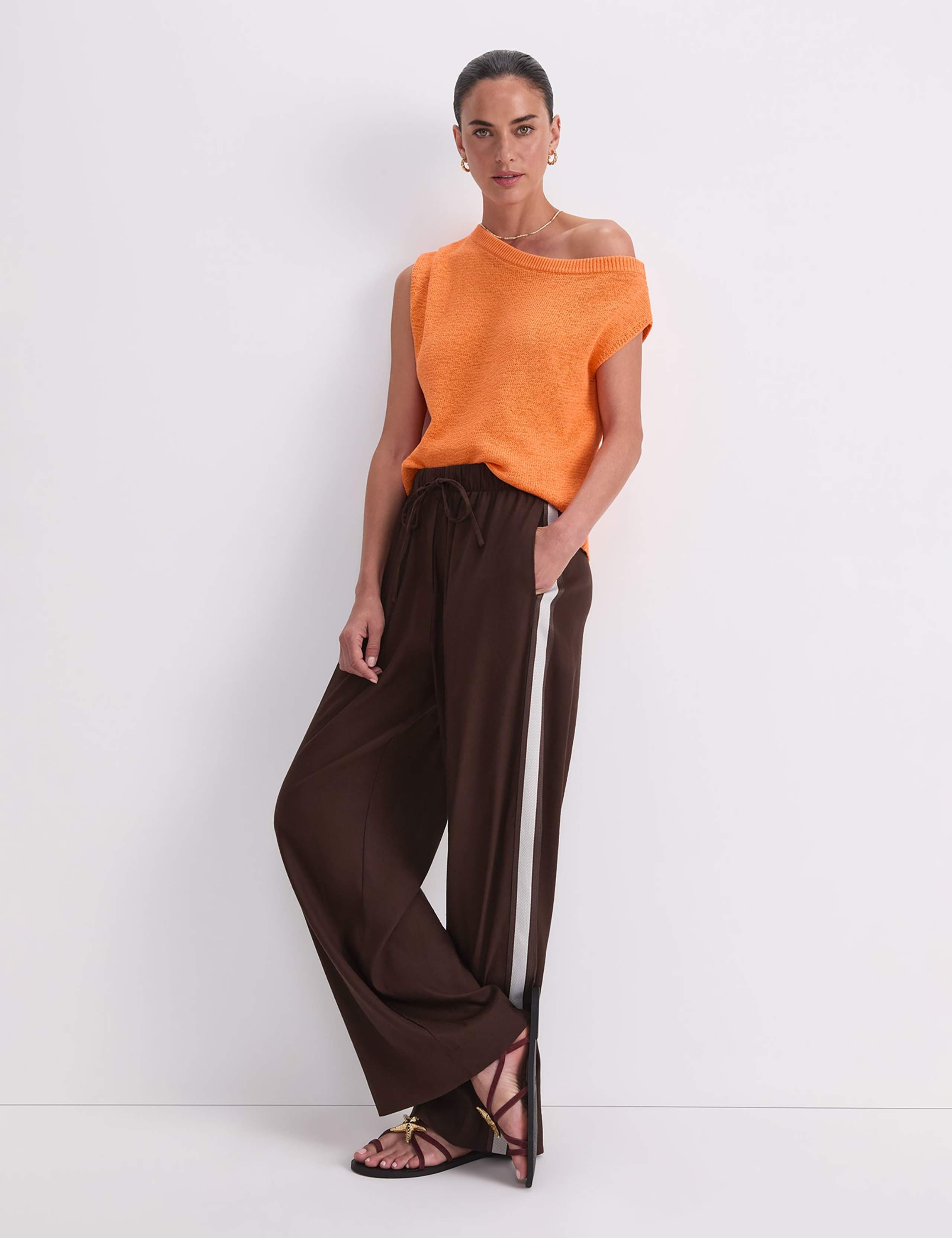 Linen Blend Drawstring Trousers 3 of 6