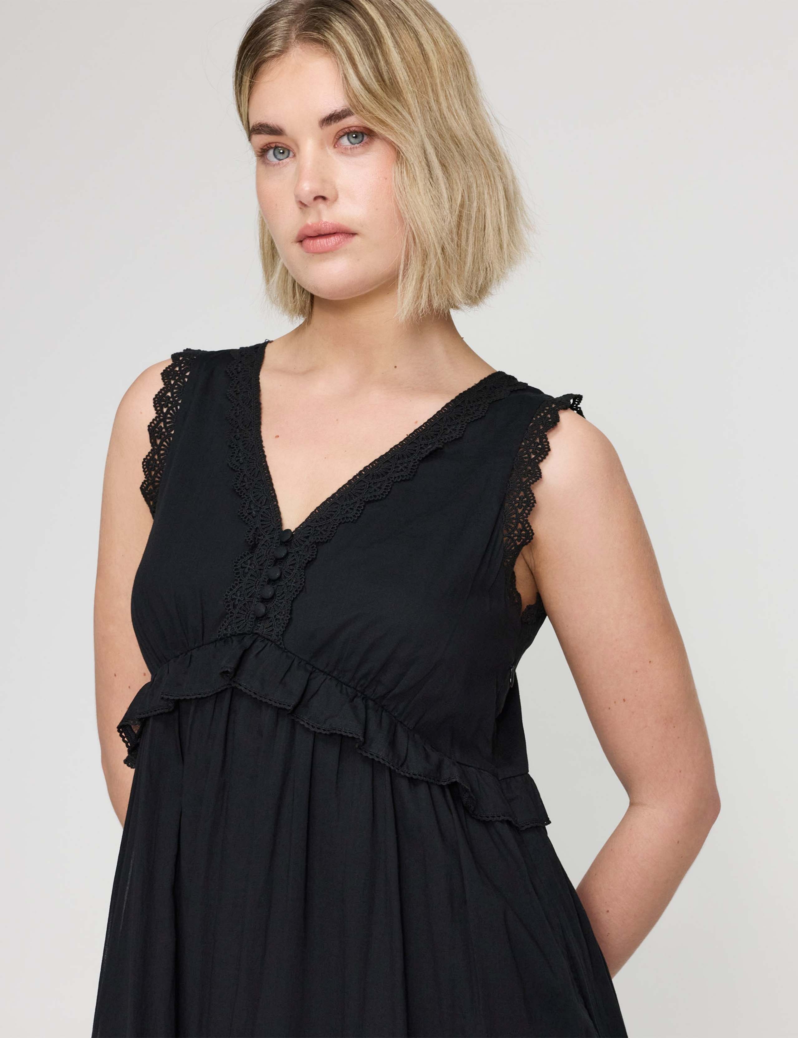 Pure Cotton V-Neck Midi Tiered Dress 5 of 6