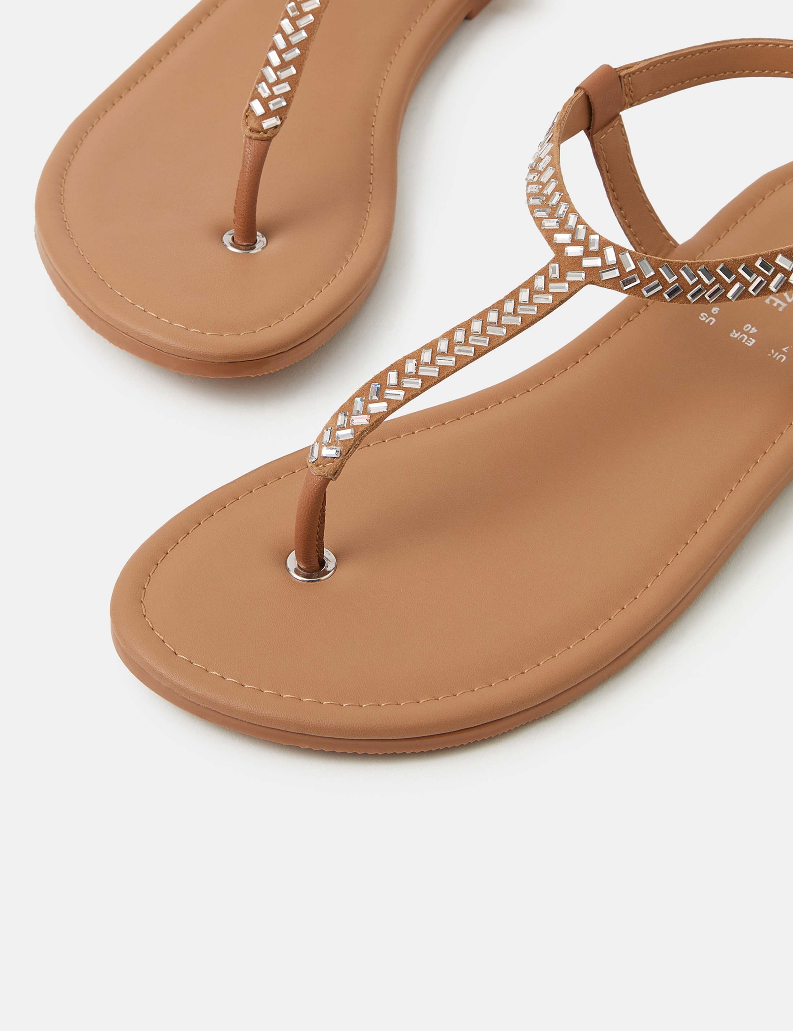 Suede Sparkle Ankle Strap Toe Thong Sandals 2 of 3