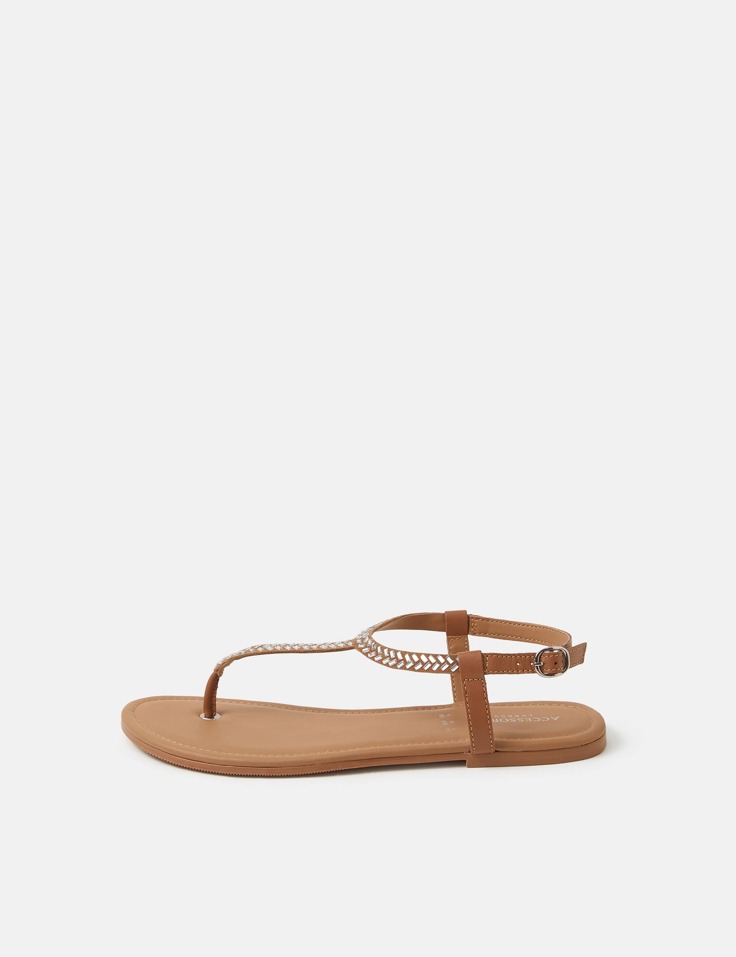 Suede Sparkle Ankle Strap Toe Thong Sandals 3 of 3