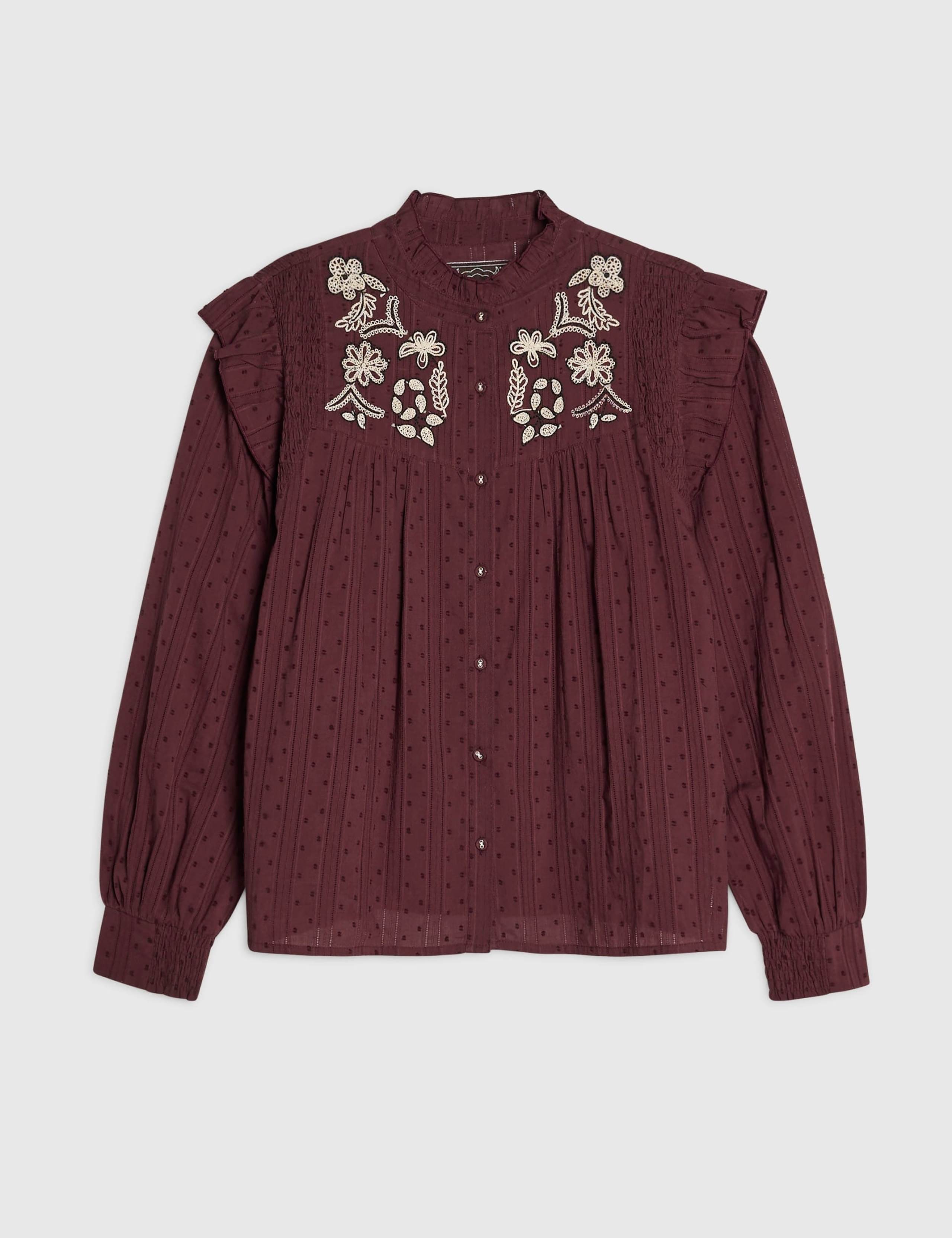 Pure Cotton Embroidered High Neck Blouse 4 of 6