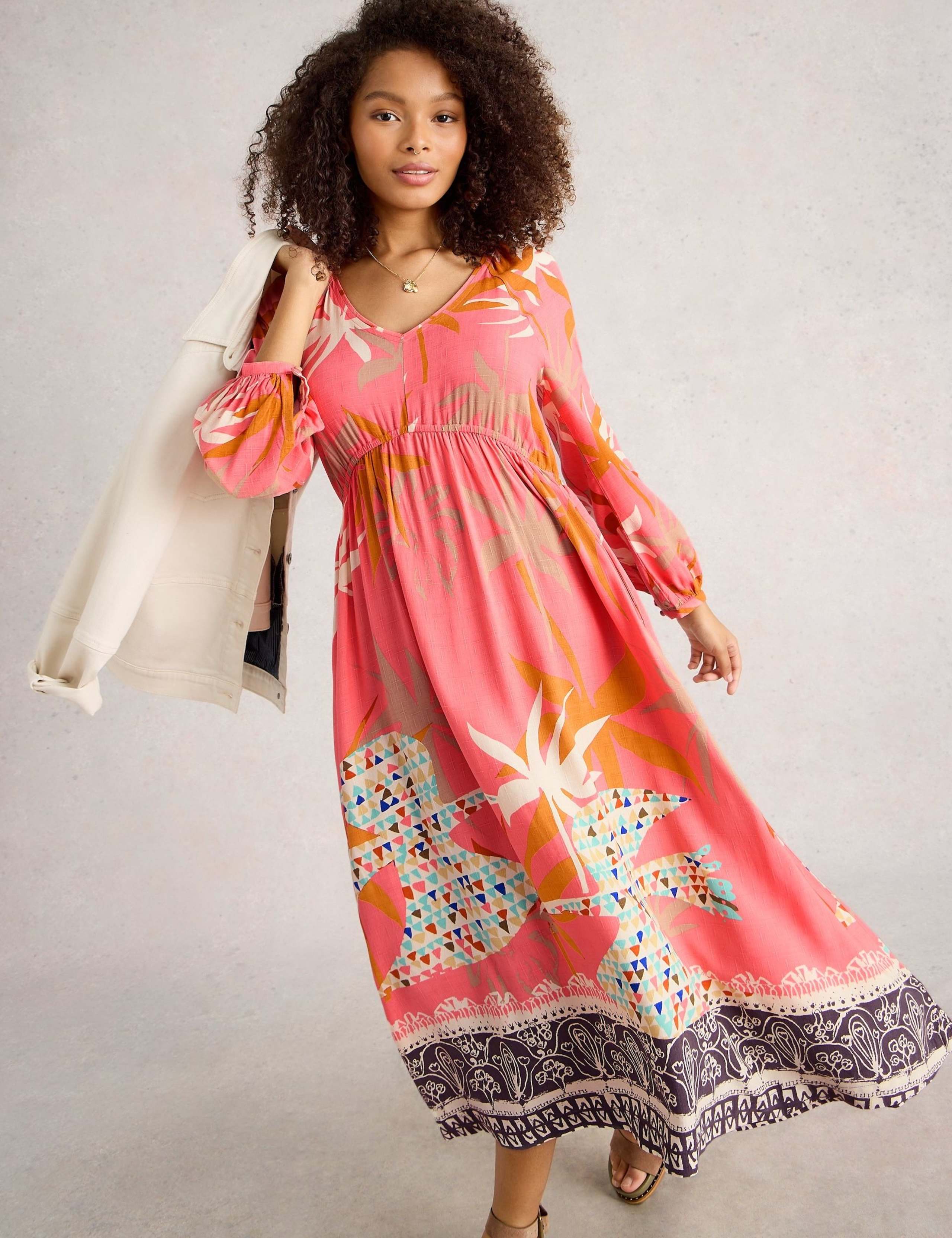V-Neck Printed Midi Dress 3 of 6