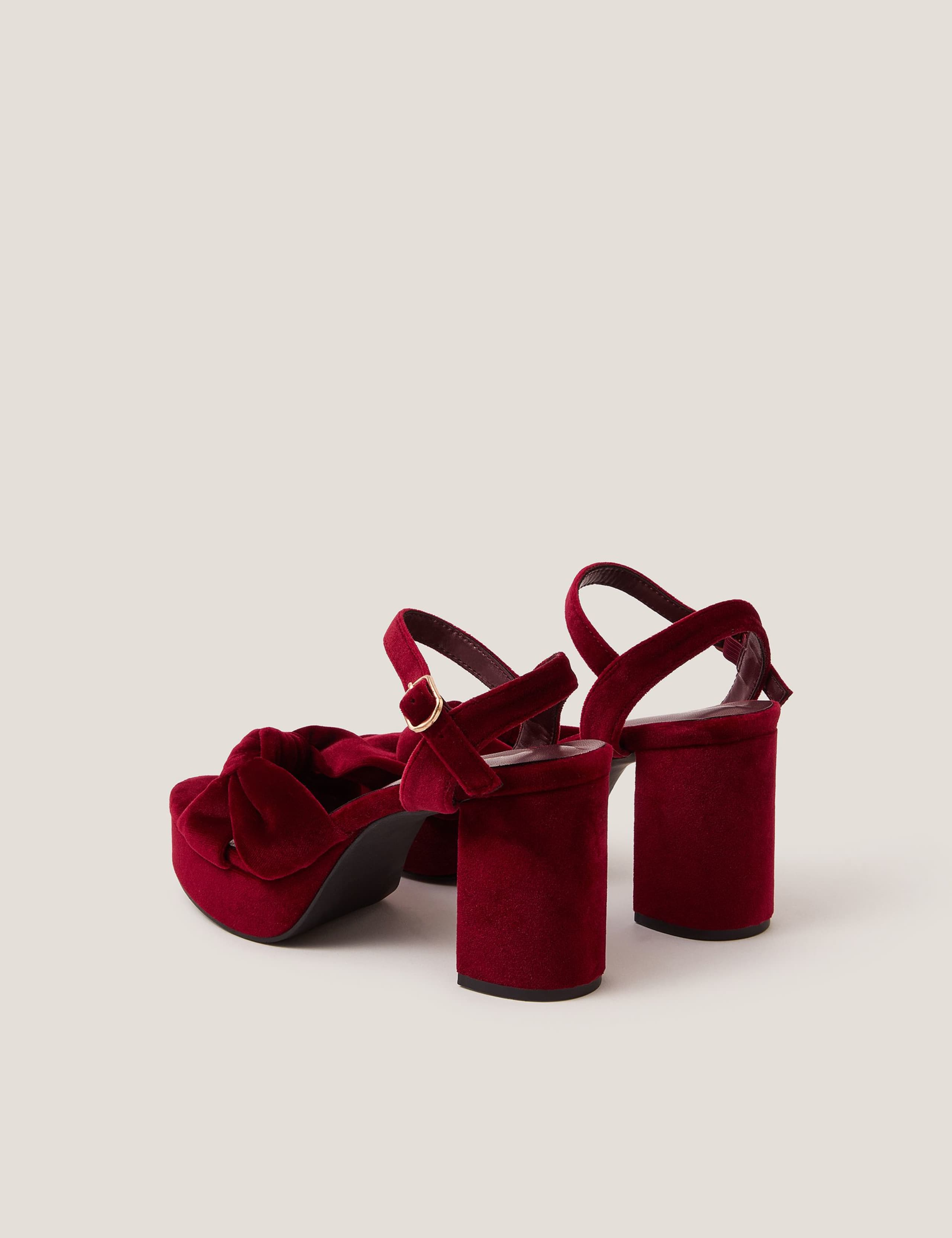 Velvet Ankle Strap Platform Heeled Sandals 2 of 3