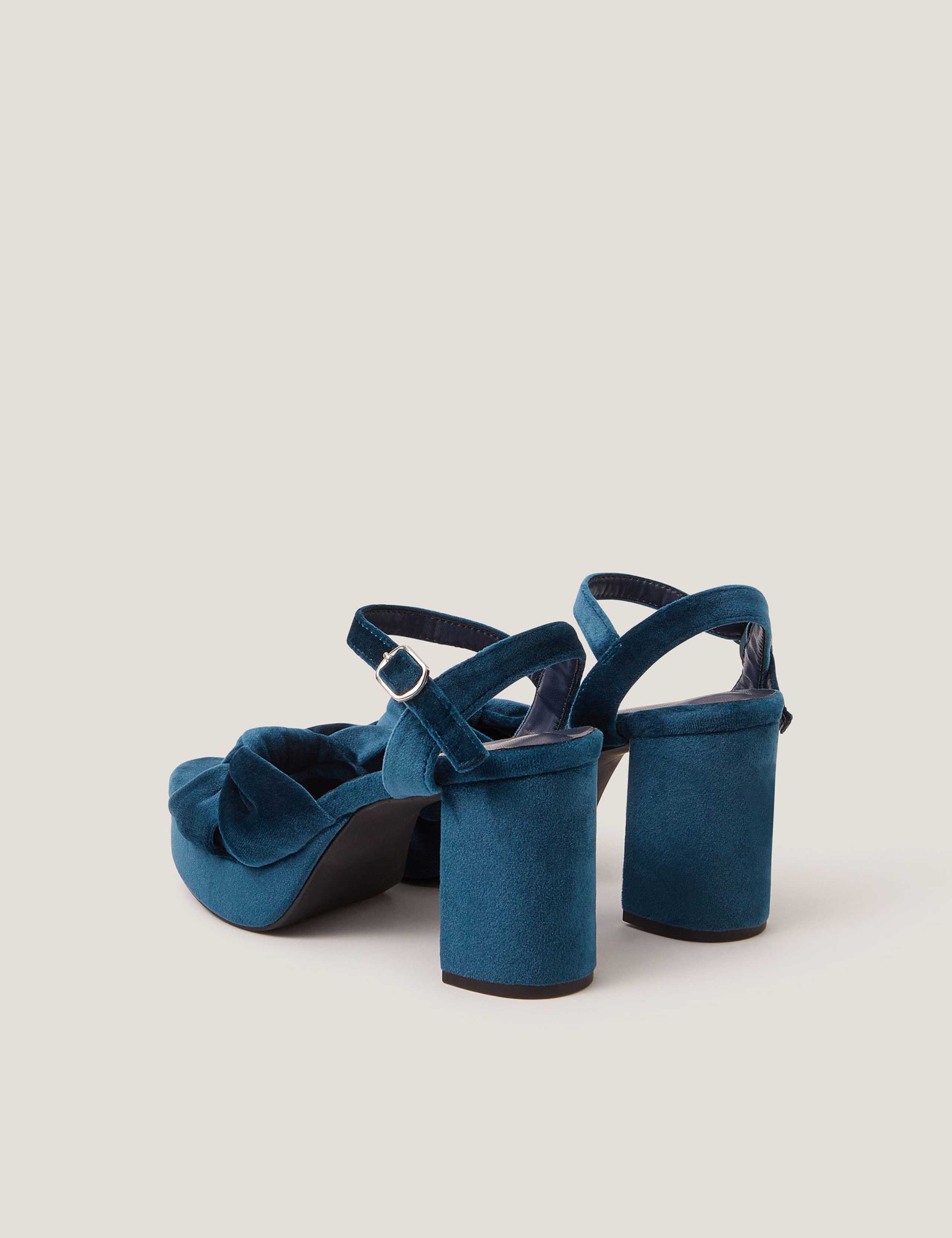 Velvet Ankle Strap Platform Heeled Sandals 3 of 3
