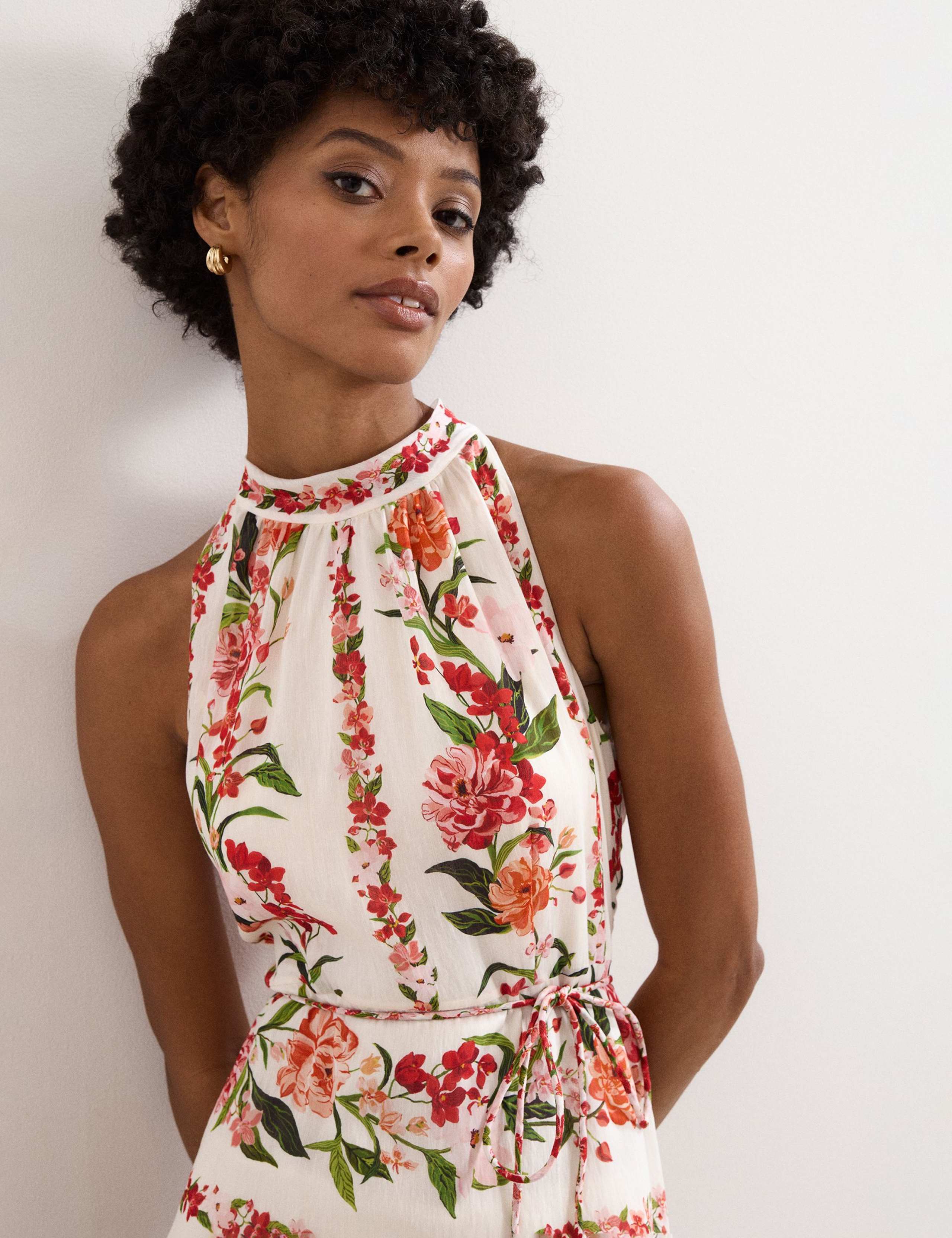 Lyocell Rich Floral Halter Neck Maxi Dress 4 of 6