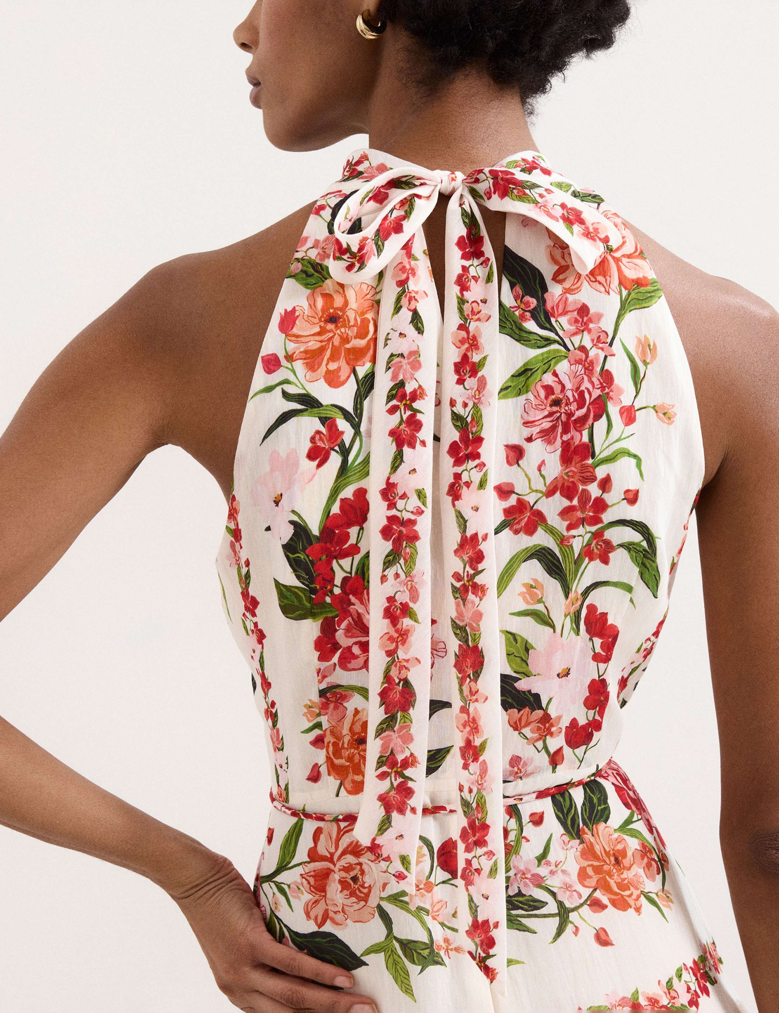 Lyocell Rich Floral Halter Neck Maxi Dress 5 of 6