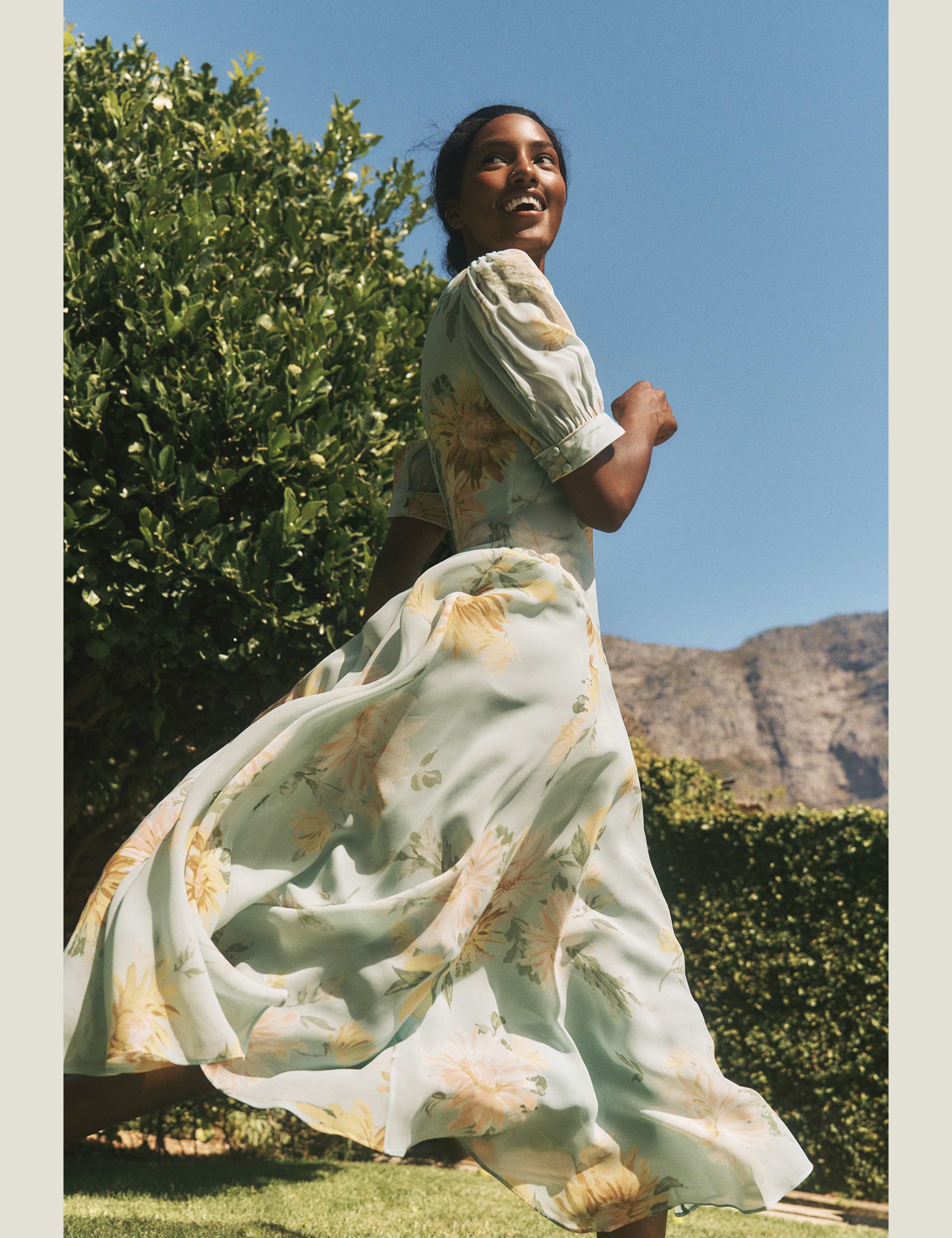 Floral V-Neck Midi Waisted Dress 6 of 6