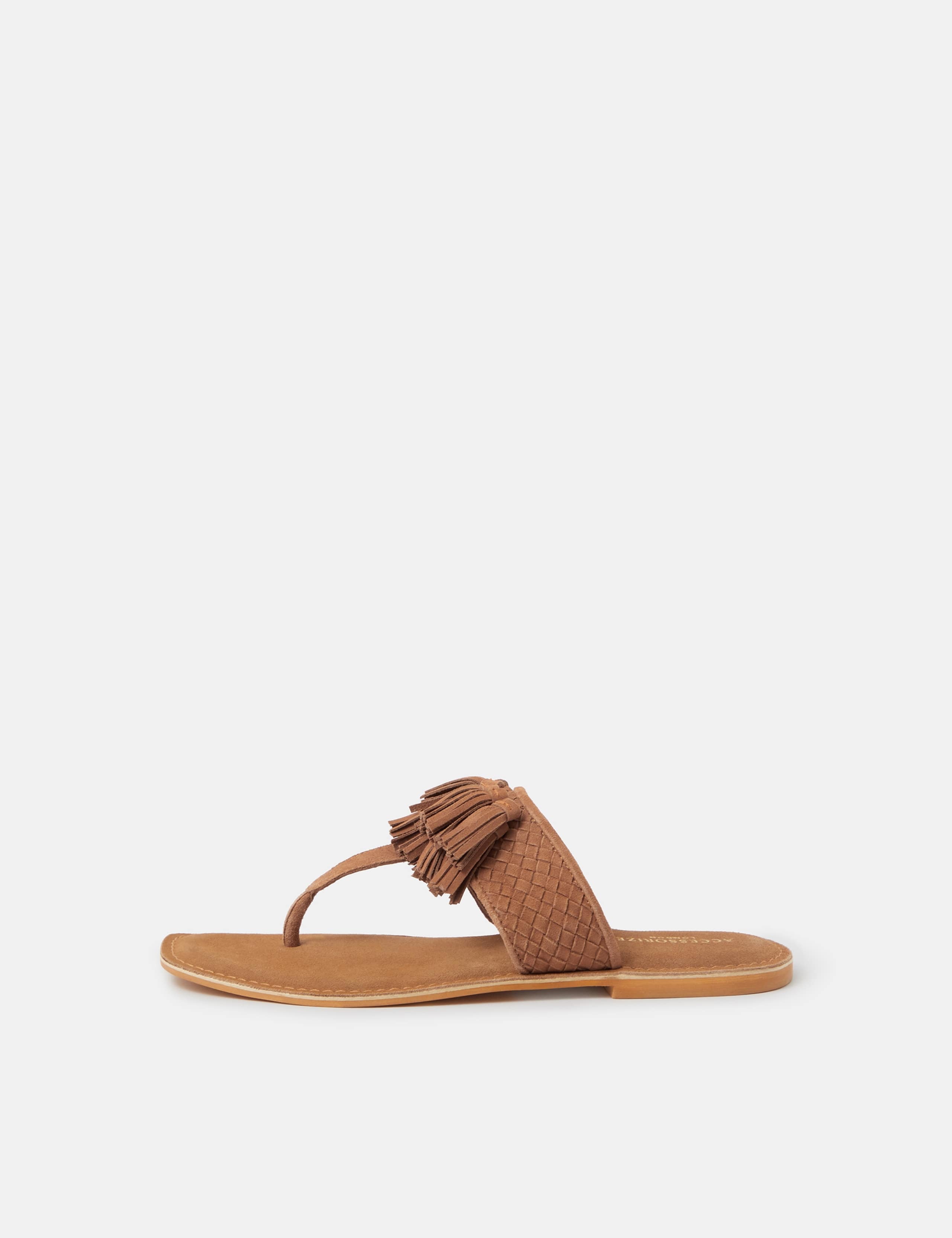 Suede Fringe Toe Thong Sandals 3 of 3