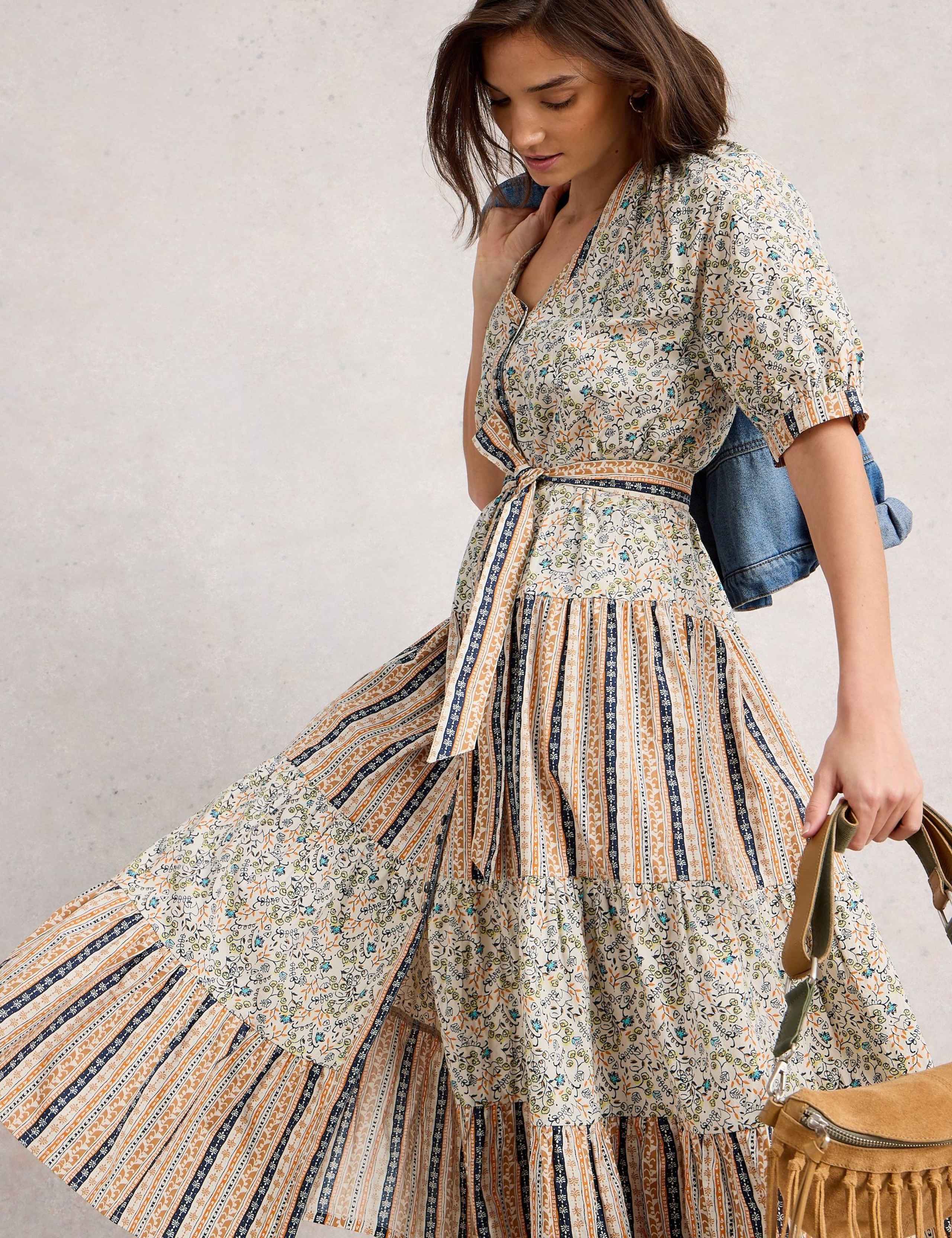 Pure Cotton Printed Belted Midi Tiered Dress 6 of 6