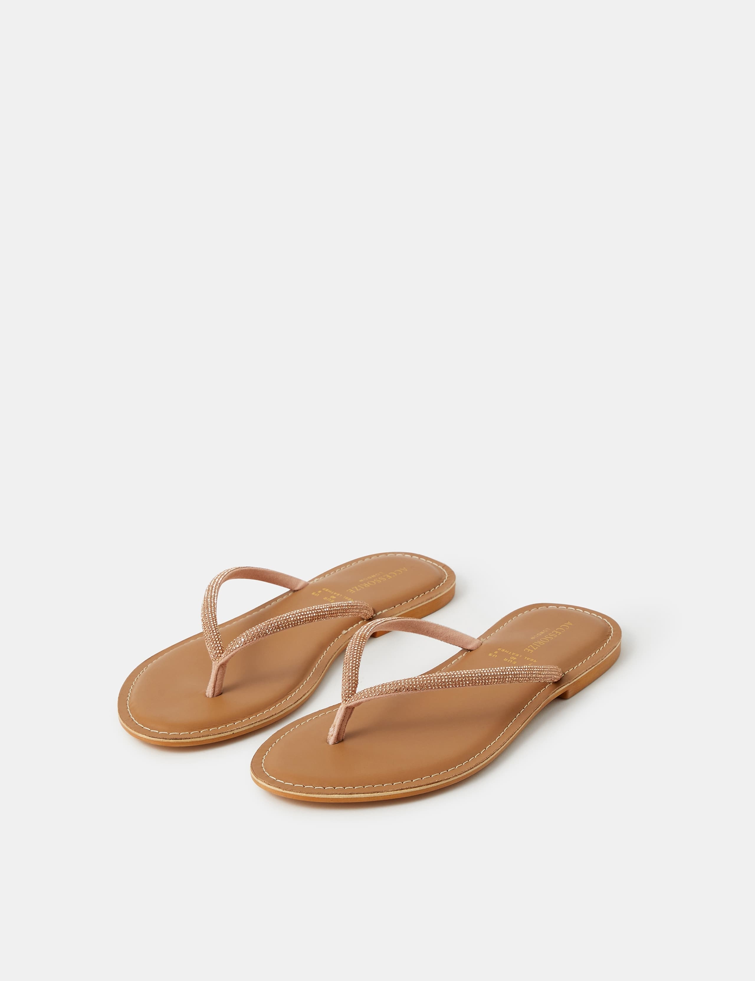 Leather Glitter Flat Flip Flops 2 of 4