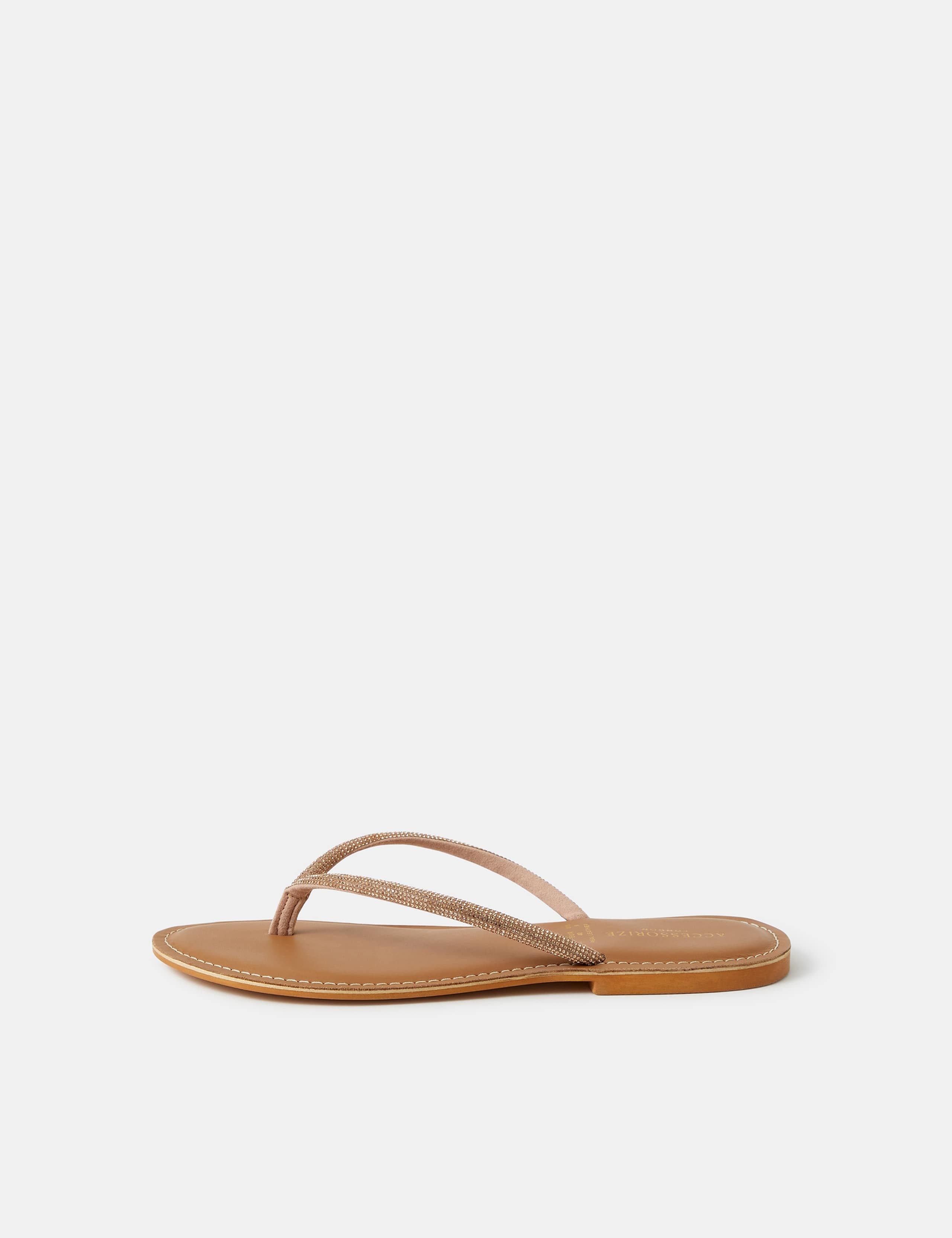 Leather Glitter Flat Flip Flops 4 of 4