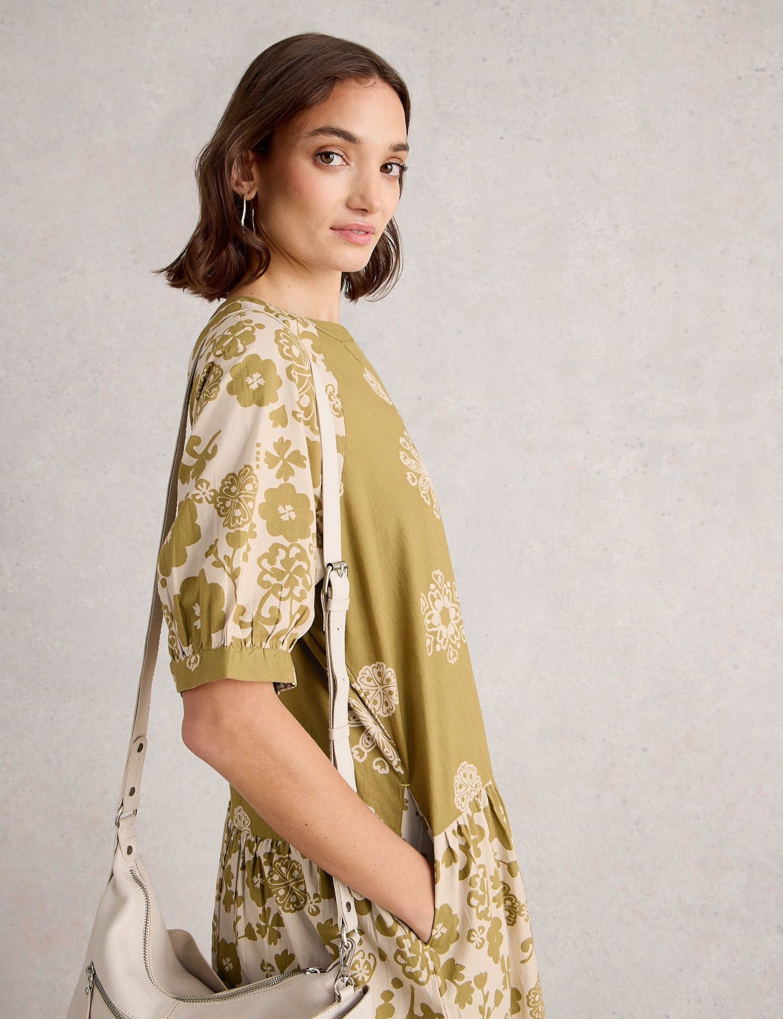 Pure Cotton Printed Midaxi Tiered Dress 3 of 6