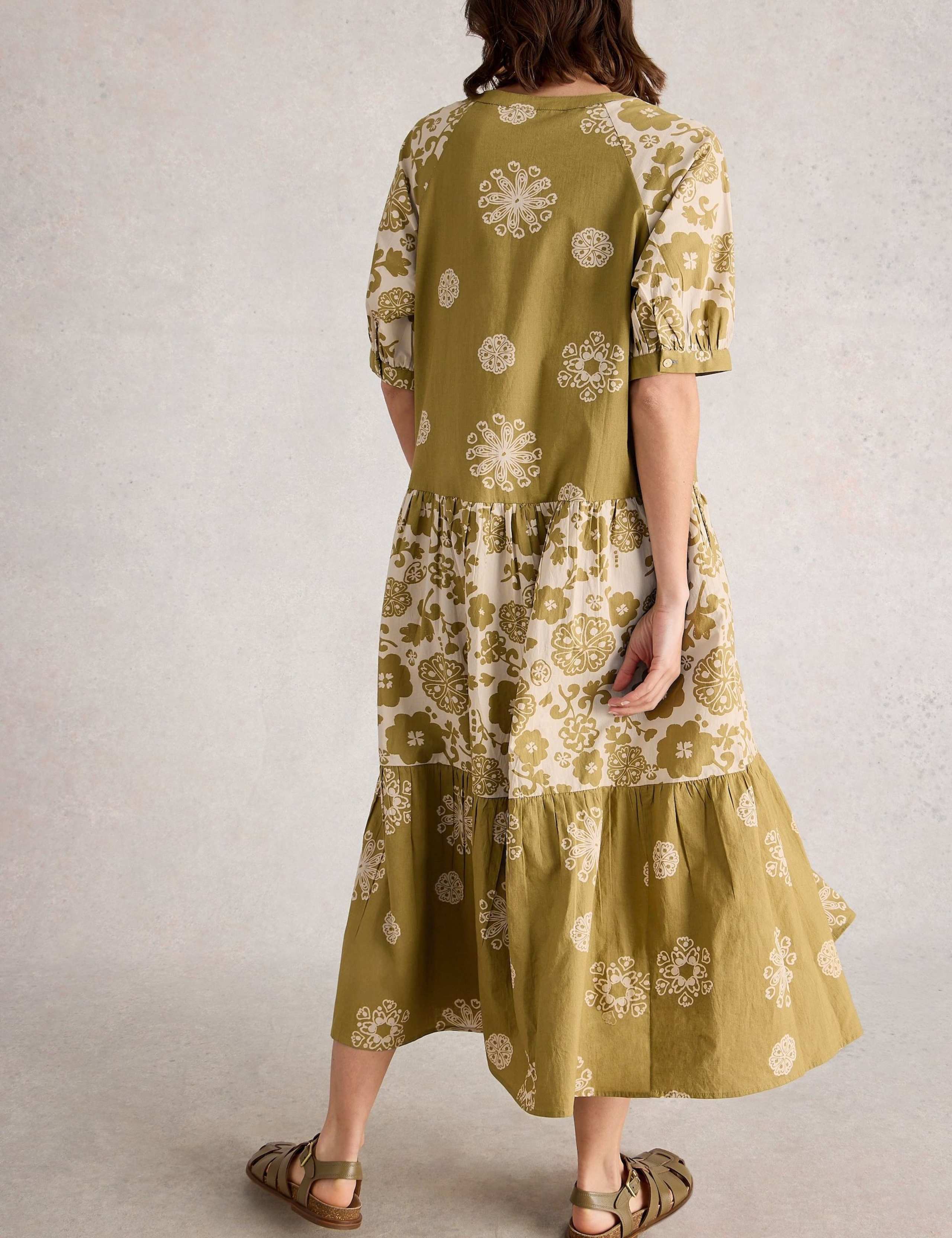 Pure Cotton Printed Midaxi Tiered Dress 4 of 6