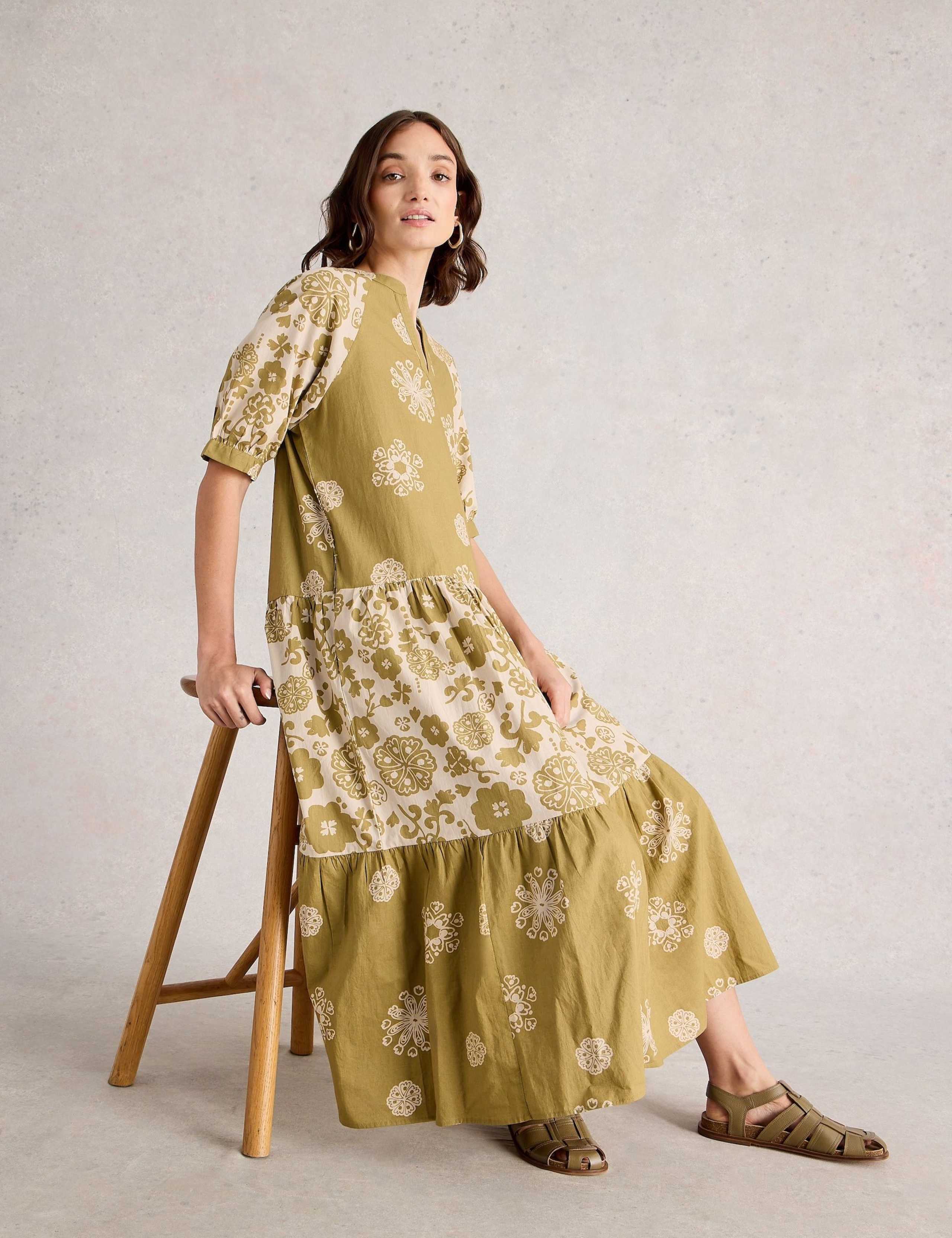 Pure Cotton Notch Neck Midi Tiered Dress 6 of 6