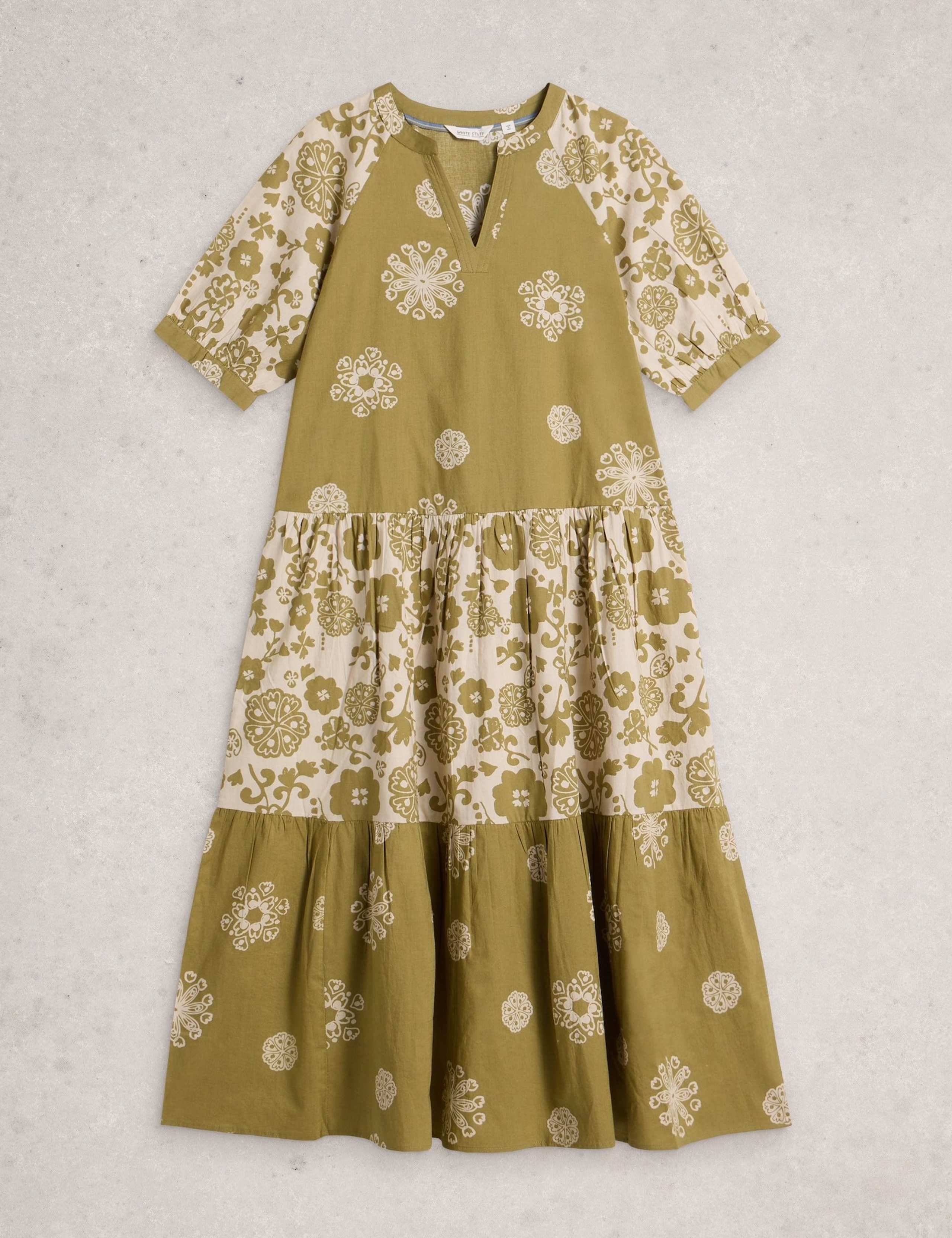Pure Cotton Notch Neck Midi Tiered Dress 2 of 6