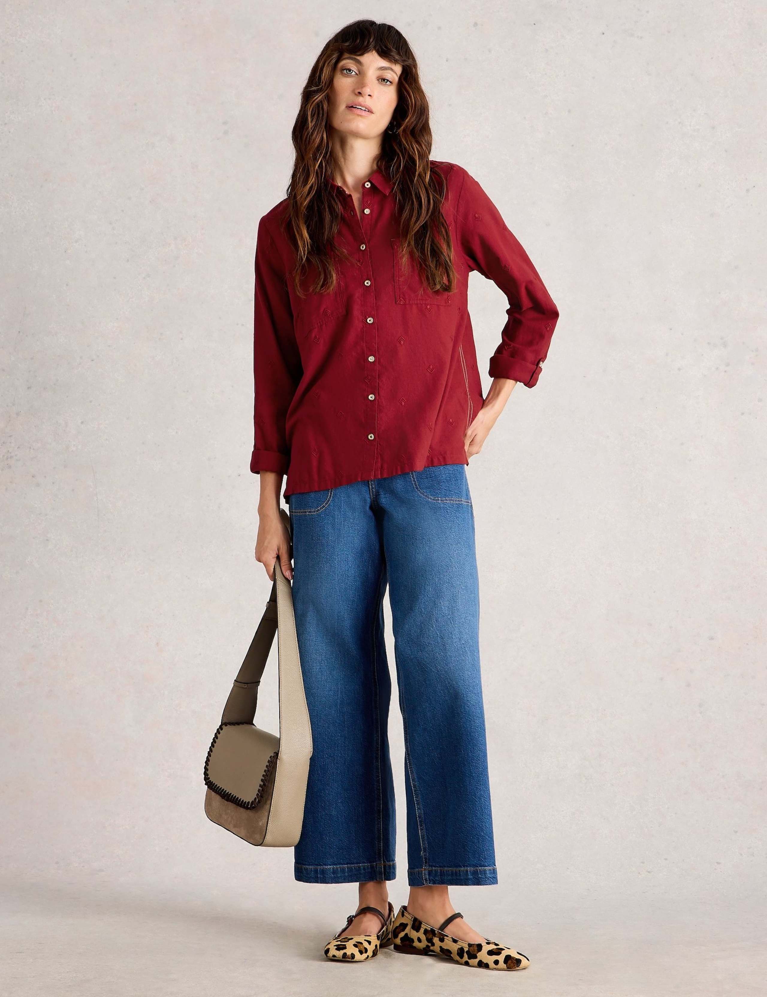 Pure Cotton Embroidered Collared Shirt 1 of 6