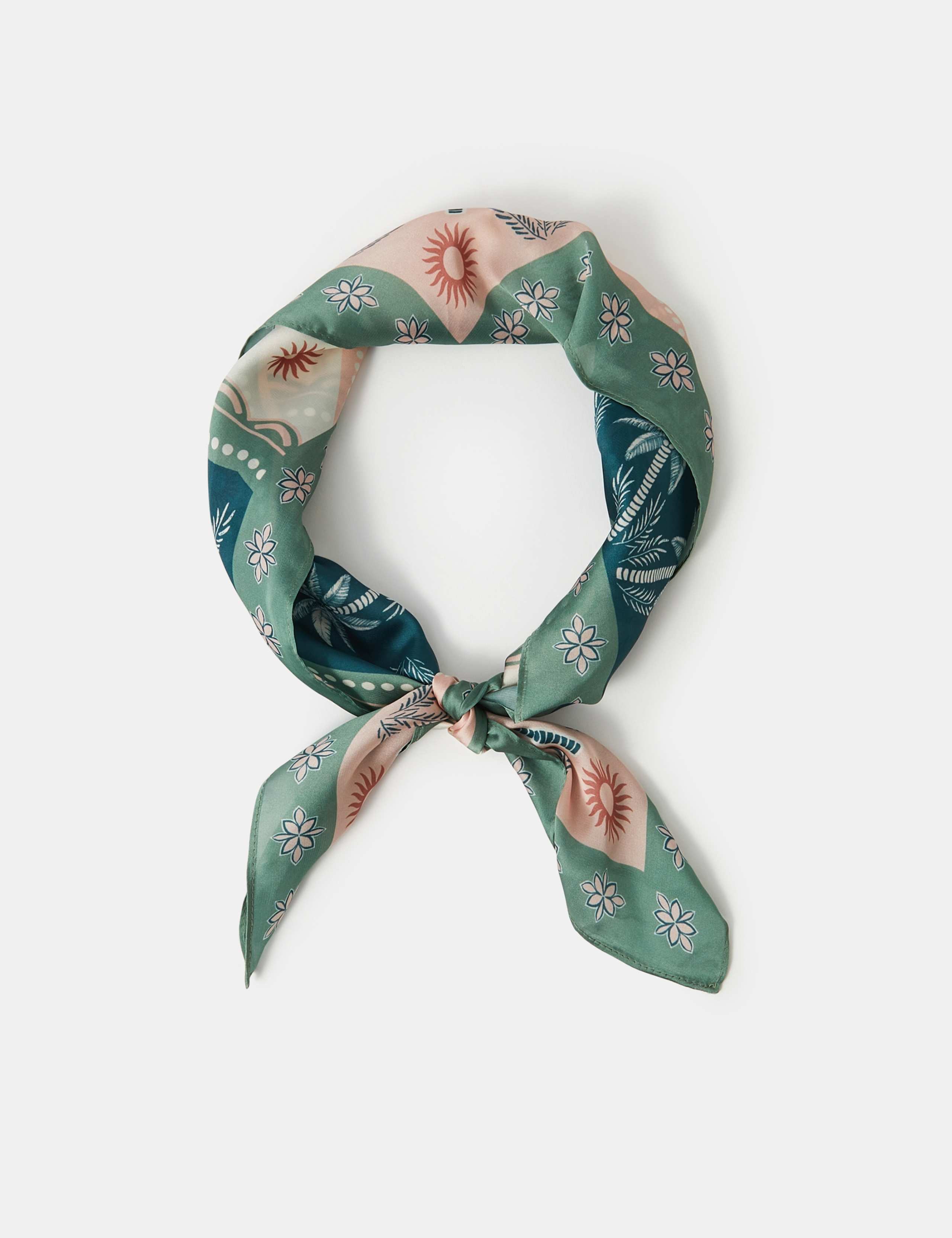 Satin Palm Print Square Scarf 2 of 3