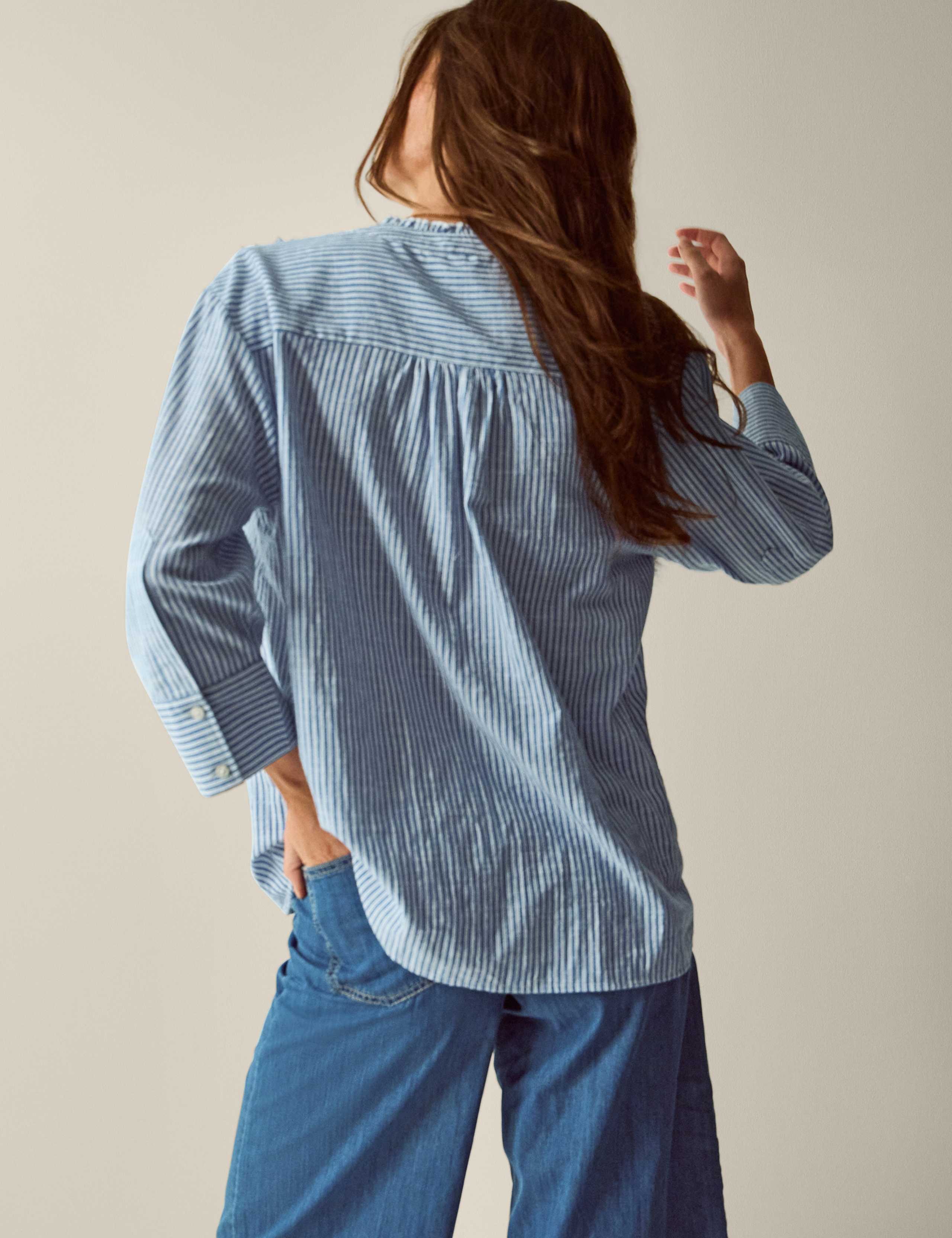 Pure Cotton Striped Ruffle Shirt 2 of 4